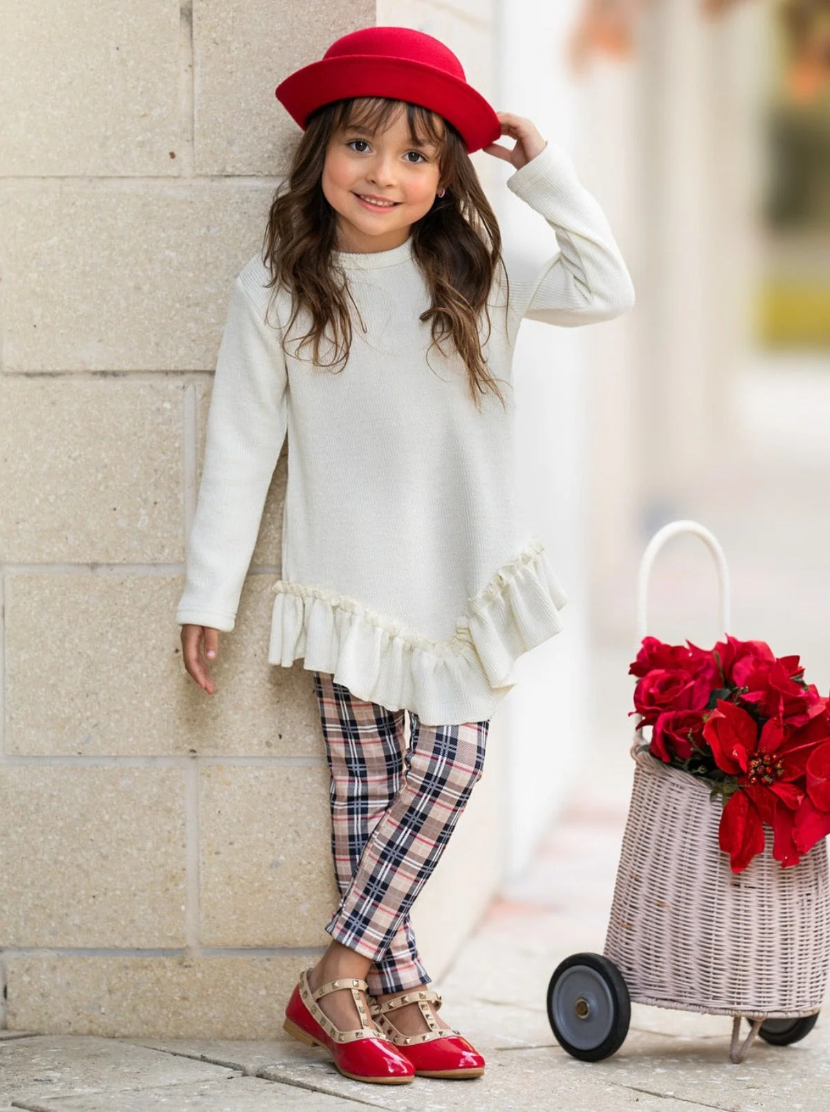 Breezey Ruffle Tunic and Plaid Legging Set - Image 5