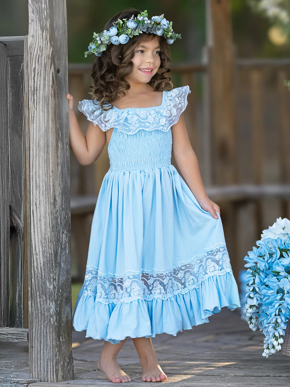 Baby Blue Chic Lace Maxi Dress - Image 6