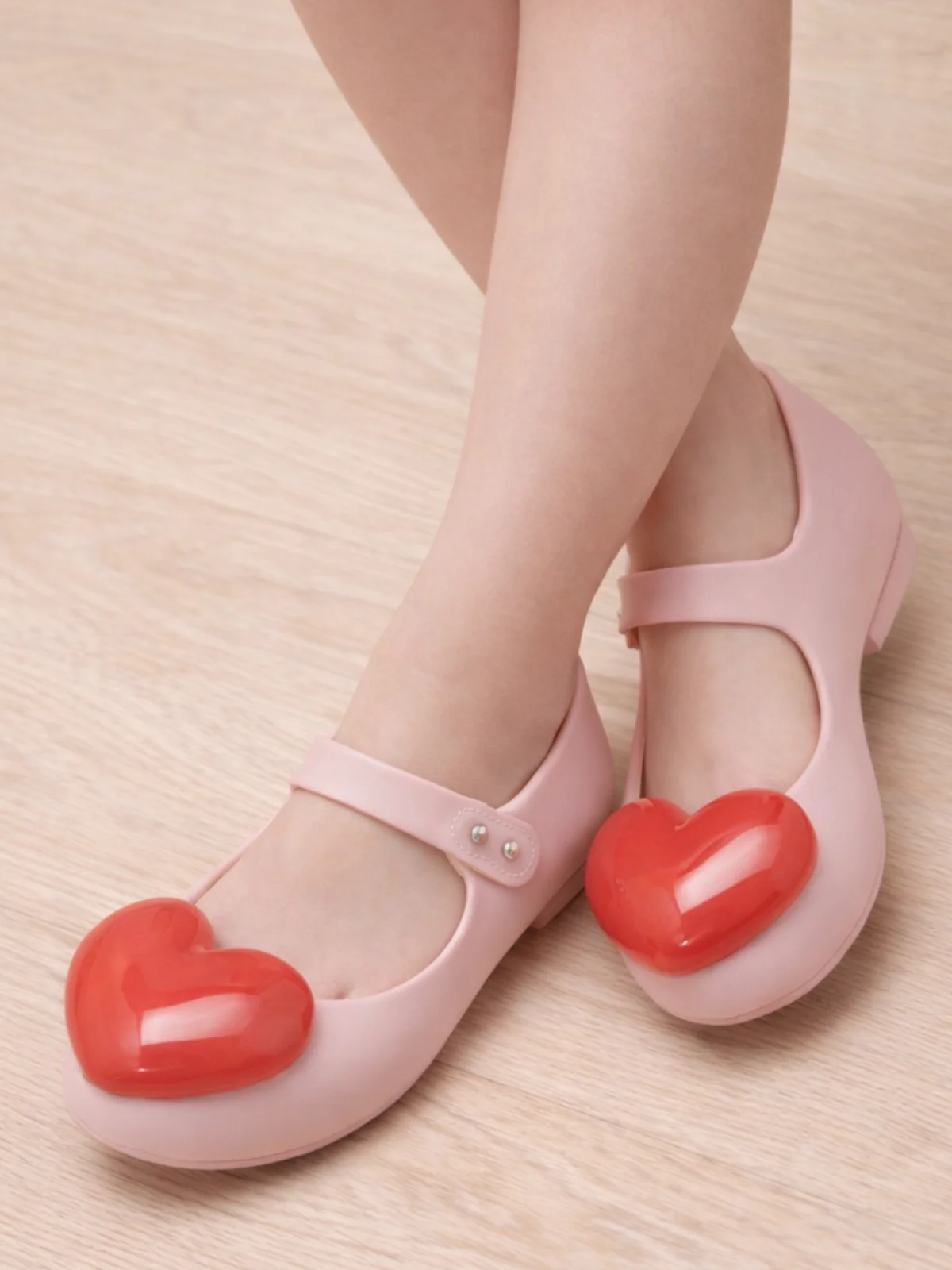 Big Heart Pink Jelly Flats by Liv and Mia - Image 3