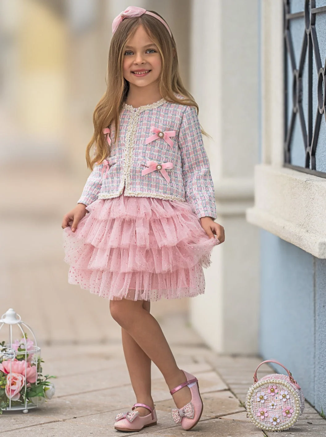 Preppy Ballet Tweed Blazer and Tutu Skirt Set - Image 3