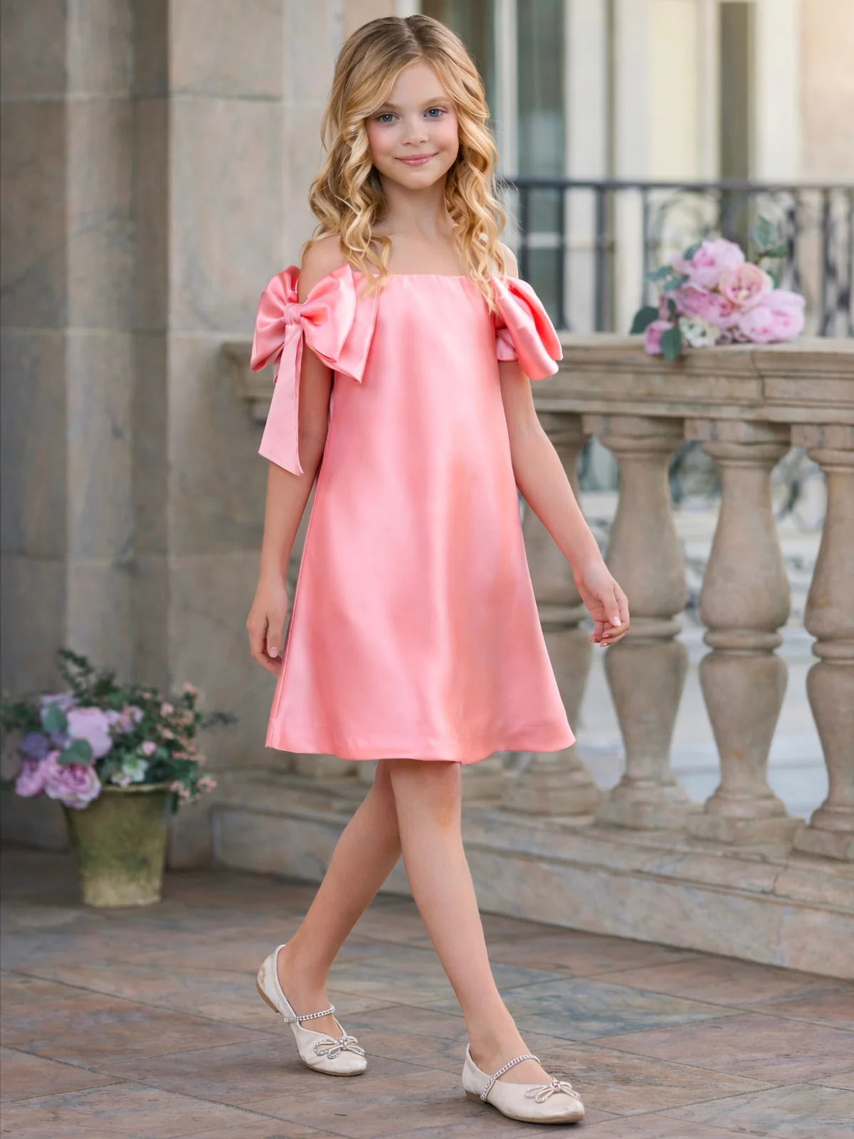 Beautiful Bow Shoulder Party Dress - Image 3