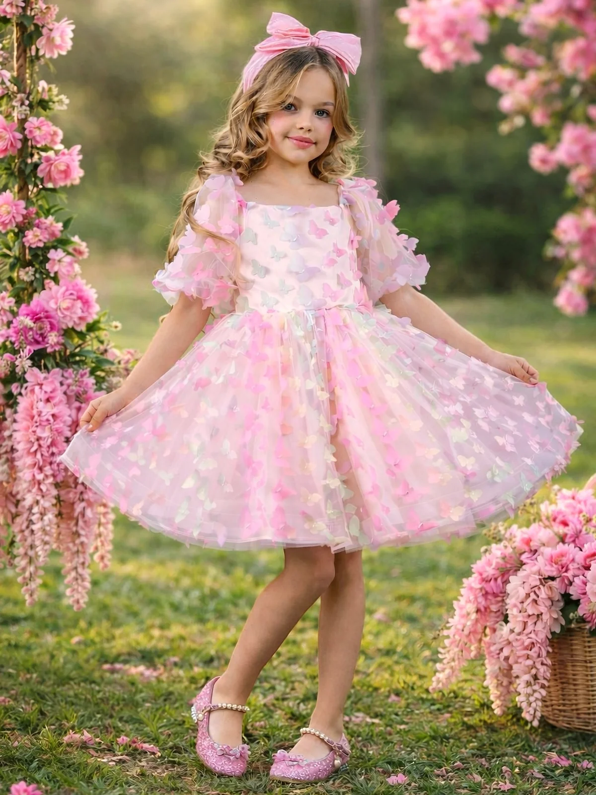 Butterfly Bliss 3D Applique Party Dress - Image 4
