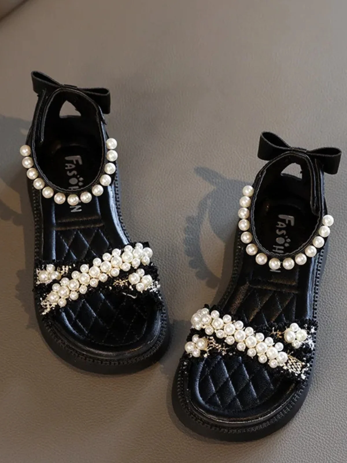 Chic and Stylish Girls' Sandals with Pearl Accents By Liv and Mia - Image 3