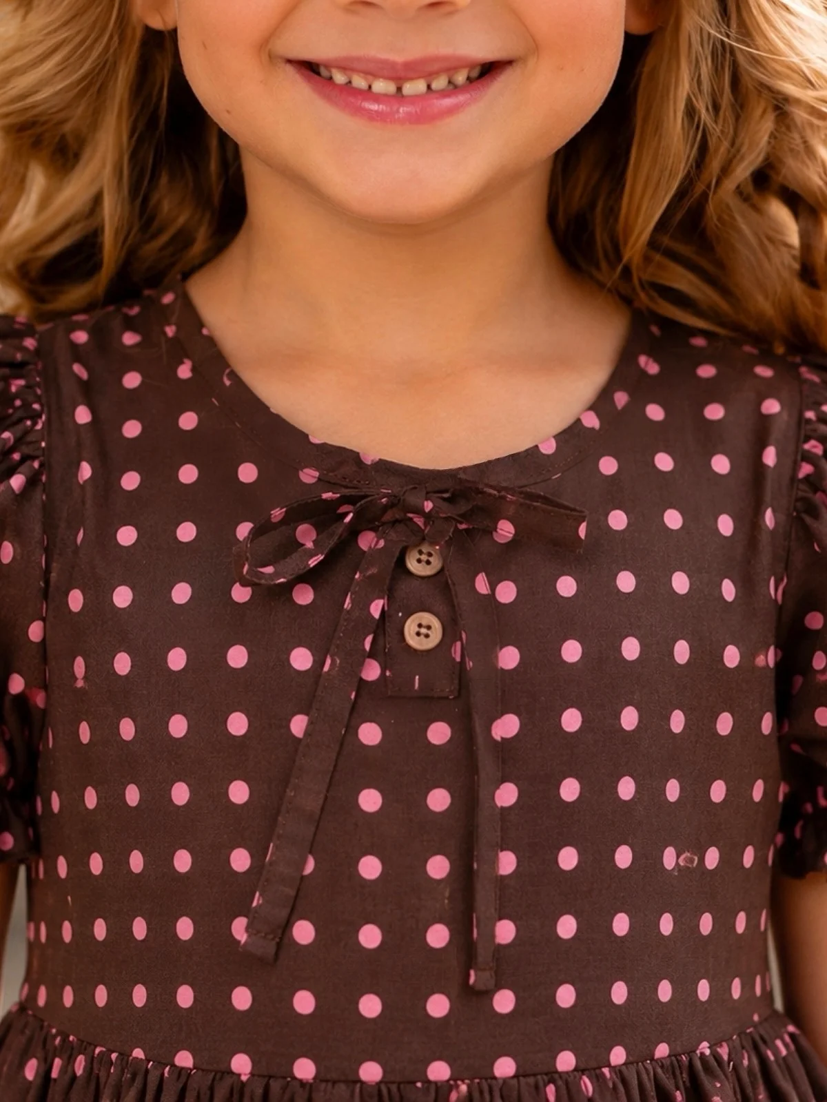 Chocolate Charm Polka Dot Puff Sleeve Dress - Image 5
