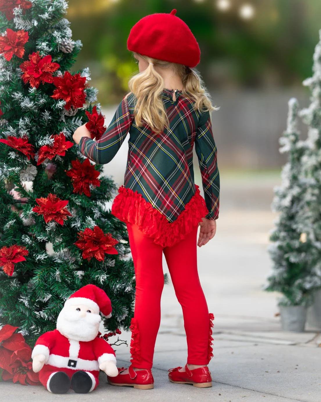 Classic Plaid Lace Tunic and Legging Set - Image 2