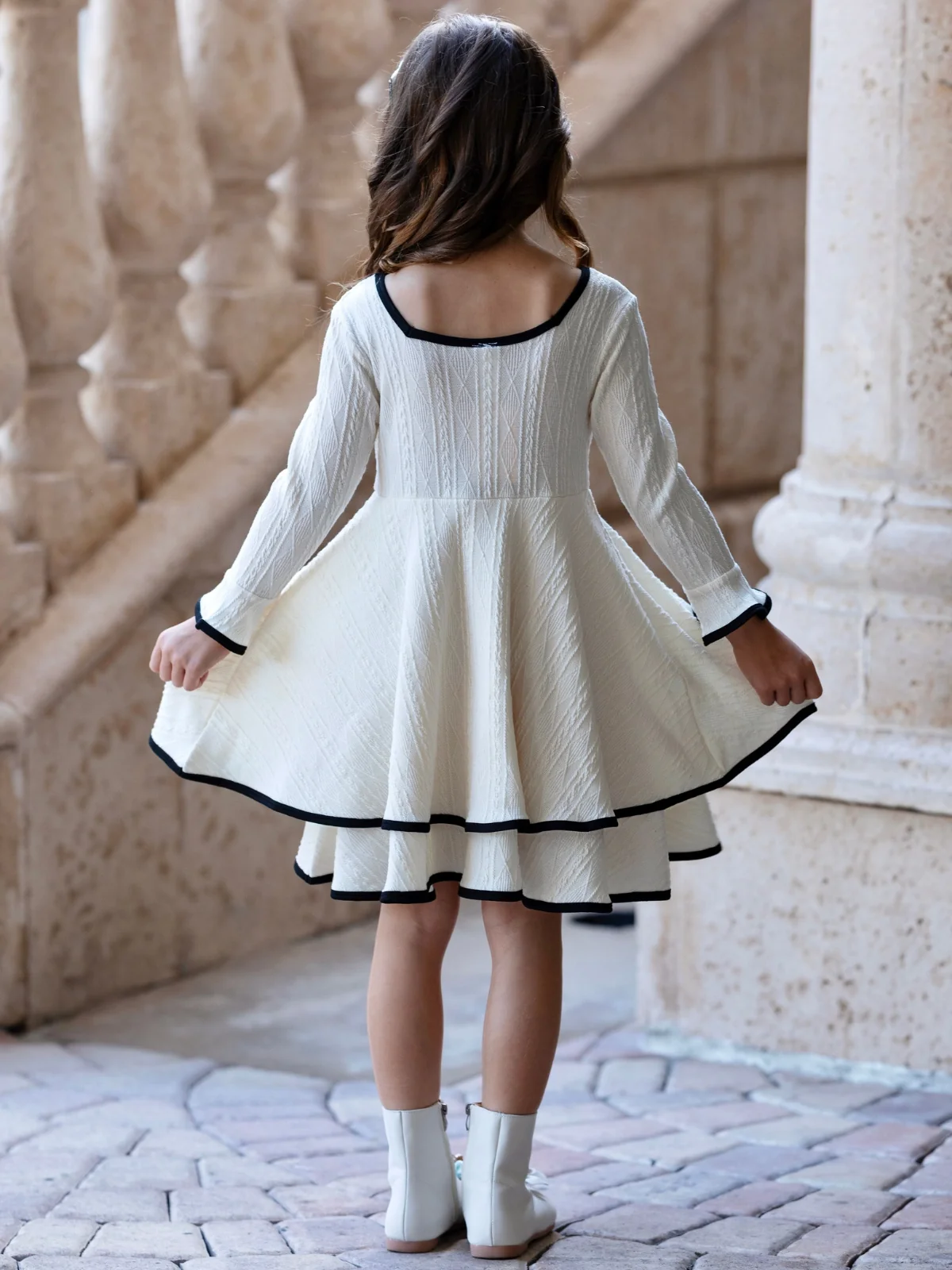 Classic Charm Knit Contrast Trim Sweater Dress - Image 6