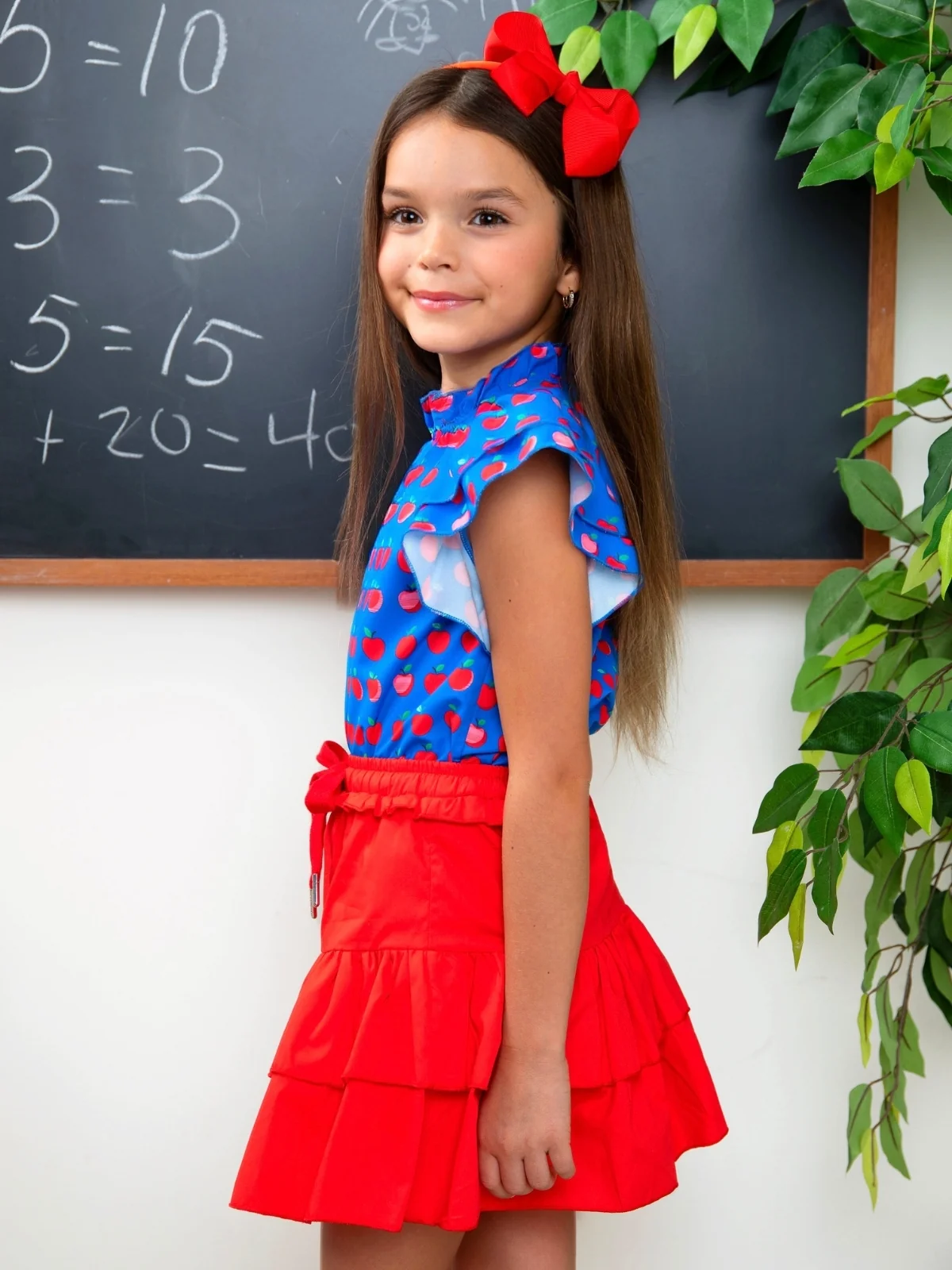 Classic Charm Apple Dot Flutter Top and Skirt Set - Image 8