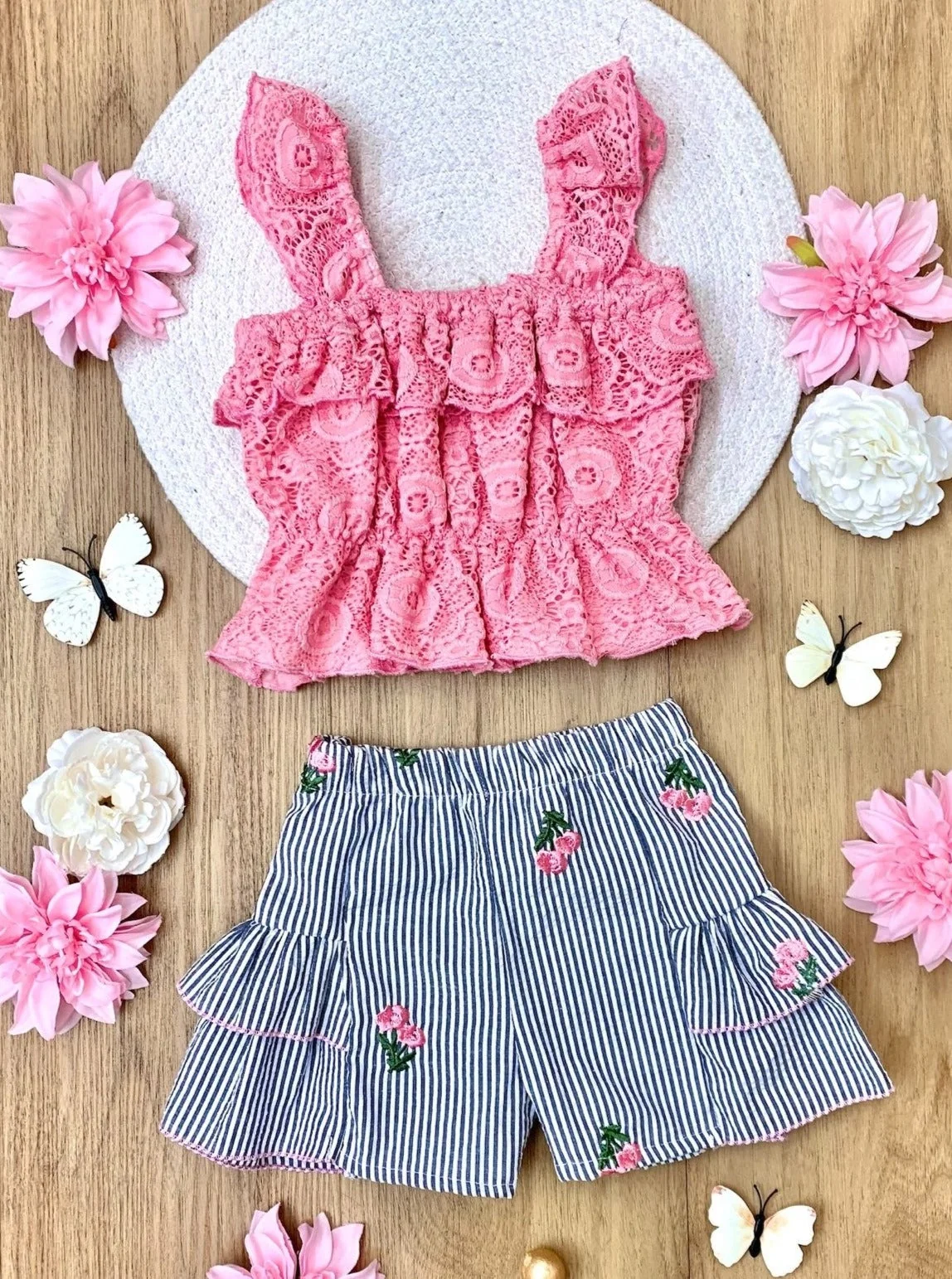 Coastal Florals Lace Top and Short Set