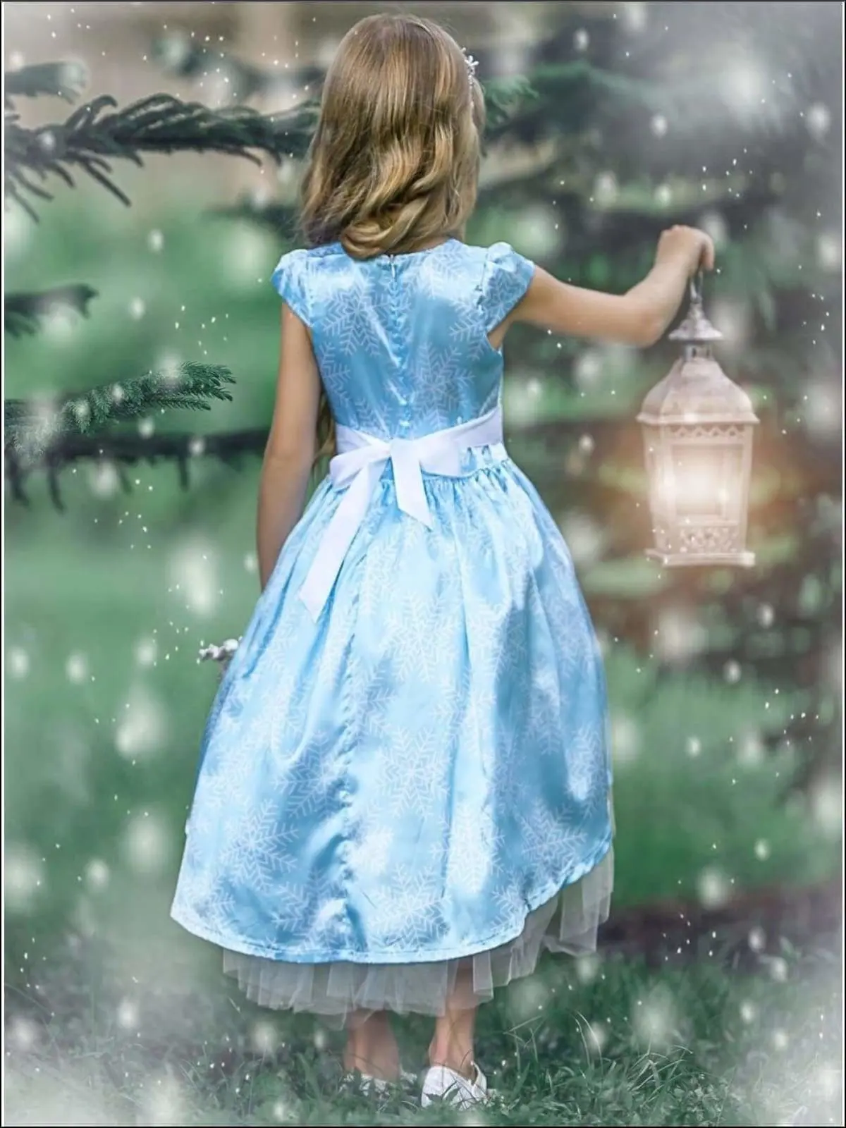 Snowflake Princess Cap Sleeve Hi-Lo Holiday Dress - Image 13