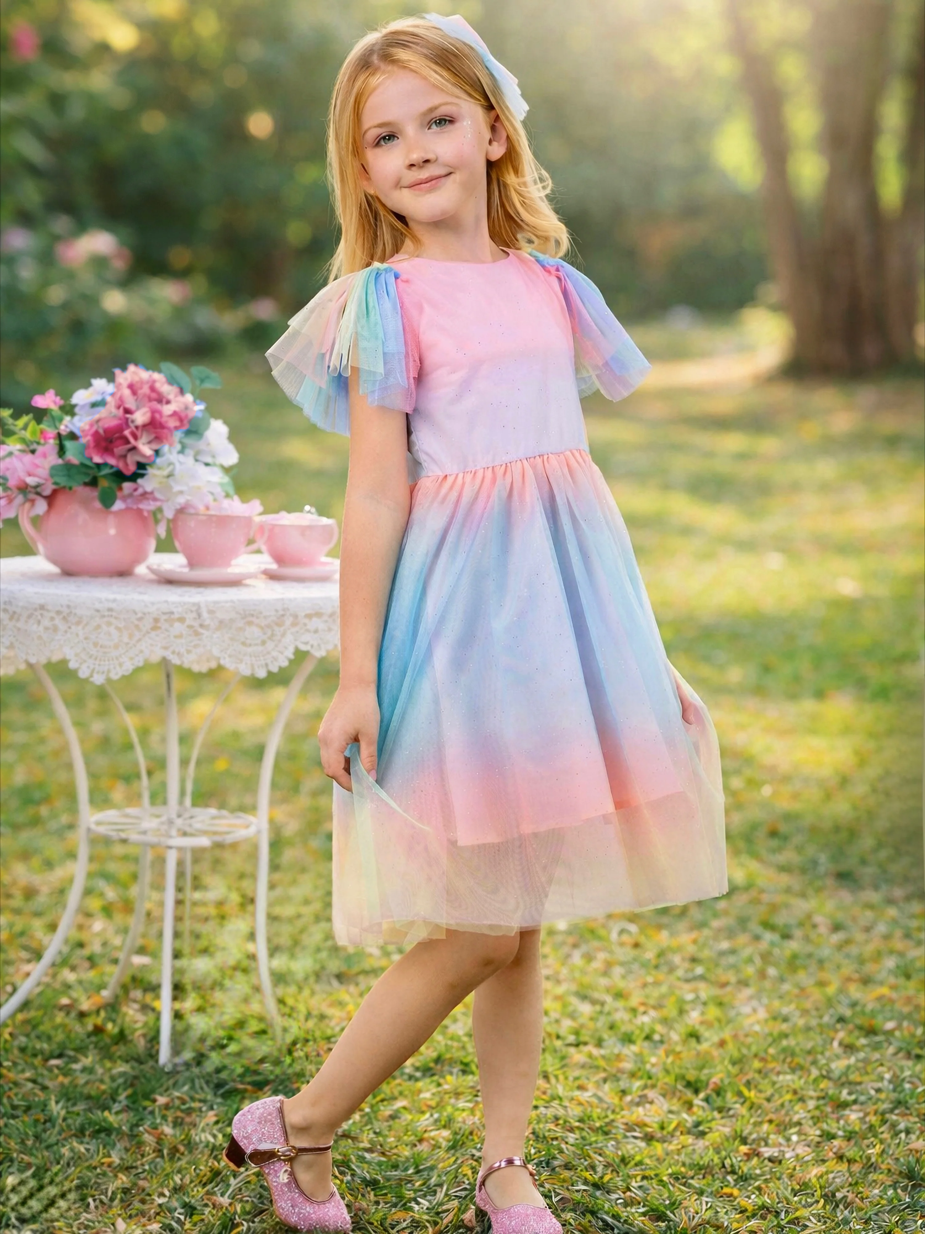 Cotton Candy Pastel Rainbow Party Dress - Image 4