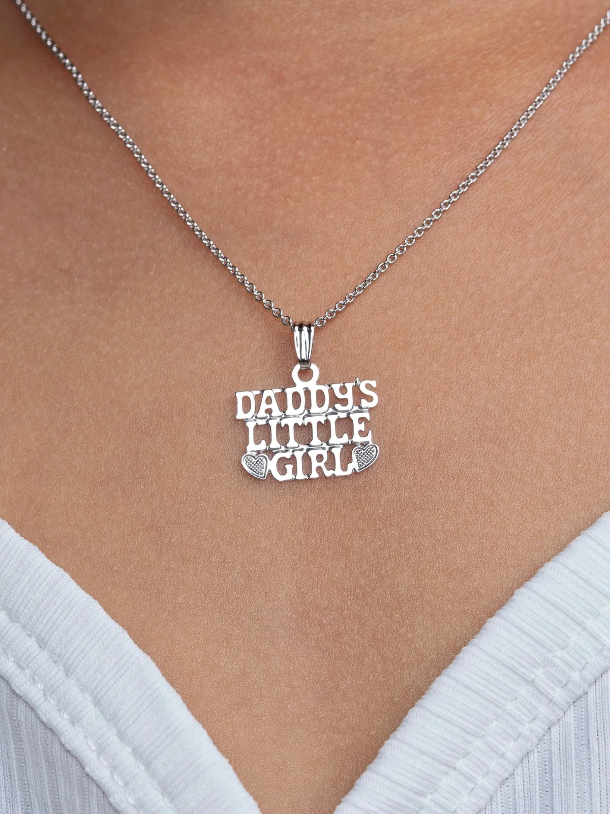 Girls Premium Sterling Silver Daddy’s Little Girl Pendant Necklace - Image 3