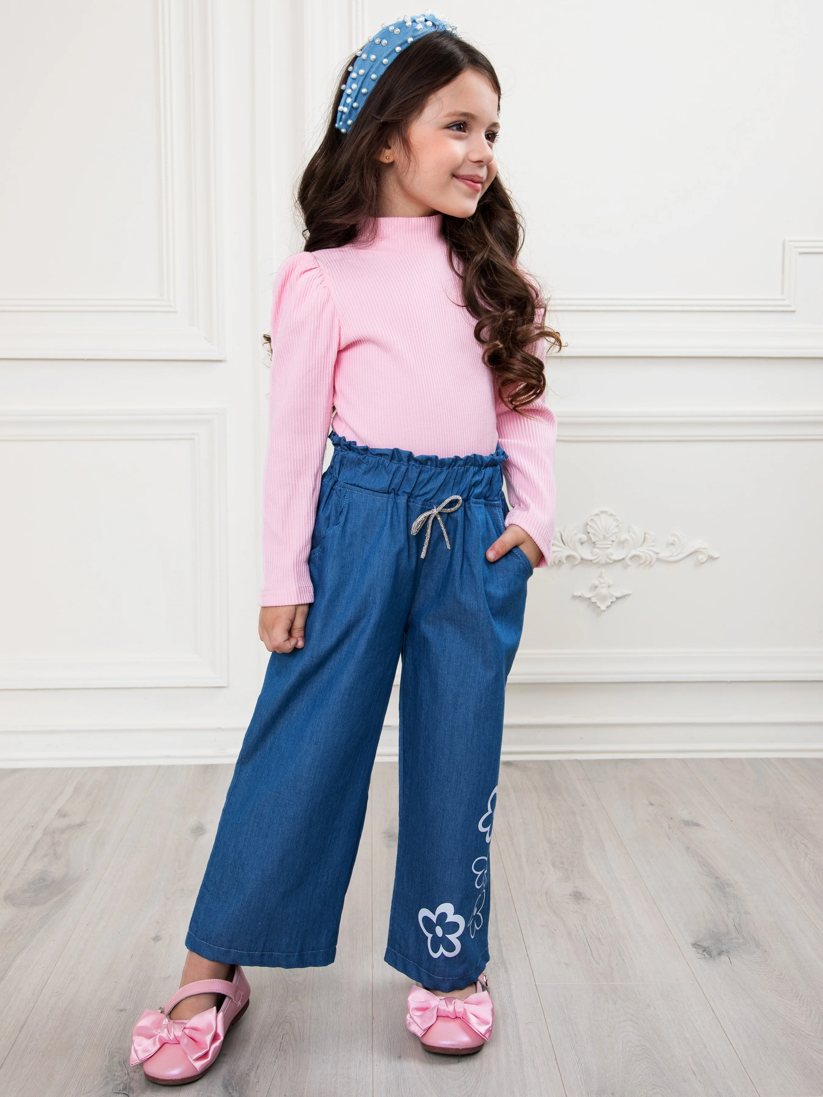 Flower Trail Relaxed Fit Luxe Denim Pants - Image 2