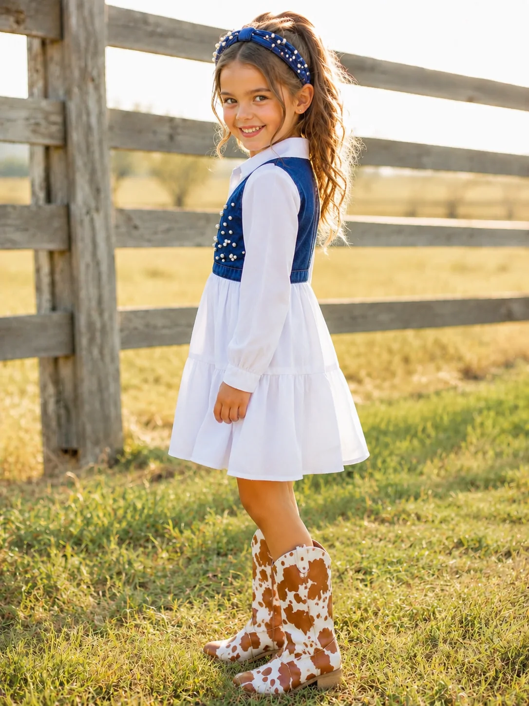 Delicate Dream Dress And Denim Vest Set - Image 3