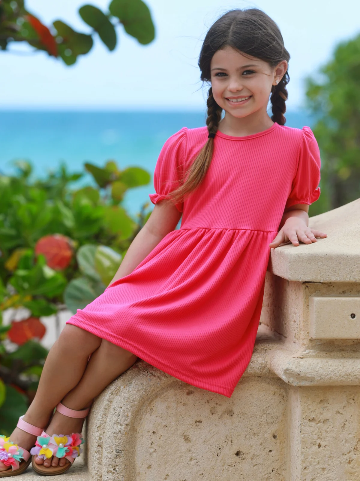 Everyday Ribbed Puff Sleeve  Dress - Image 2