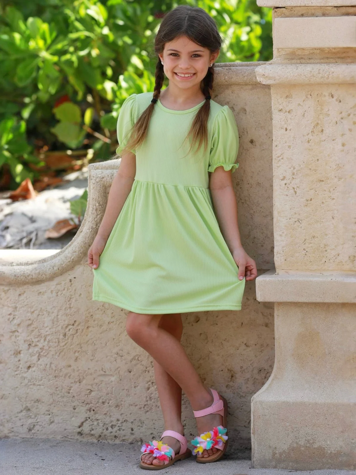 Everyday Ribbed Puff Sleeve  Dress - Image 4