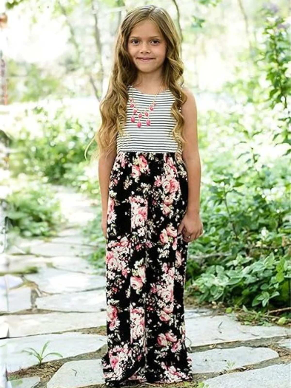 Mommy and Me Floral Besties Sleeveless Maxi Dress - Image 3