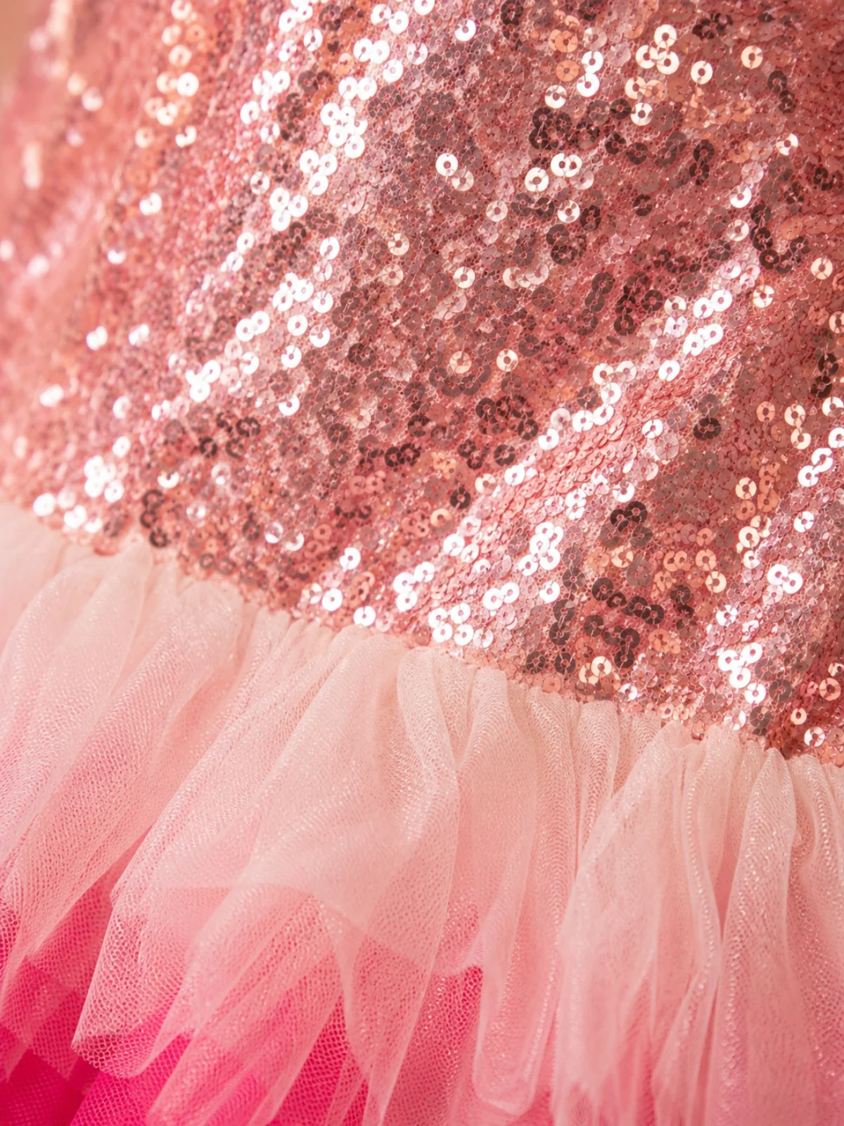 Rose Gold Sequin Tulle Party Dress - Image 3