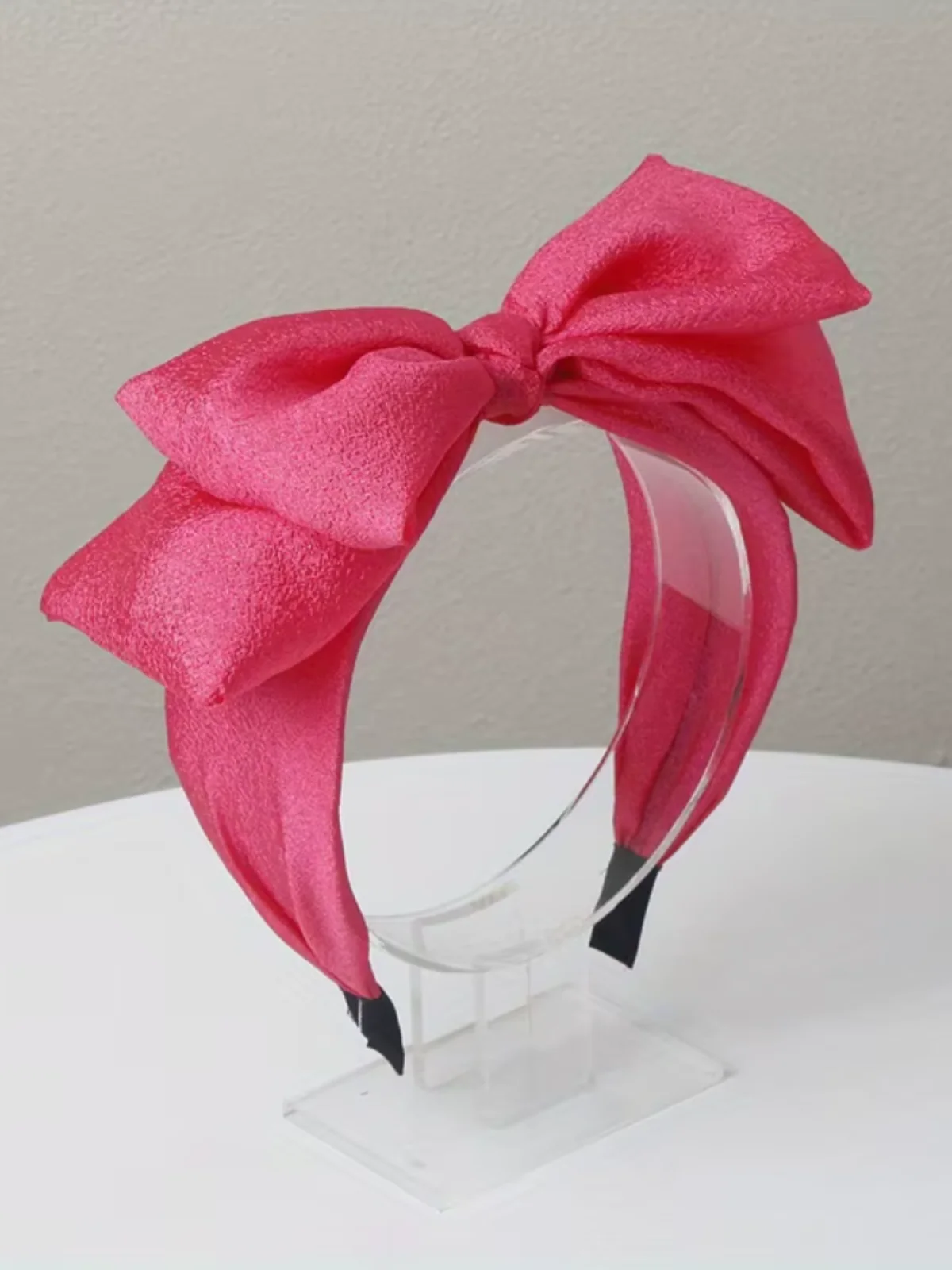 Girls Elegant Hot Pink Bow Headband - Image 3