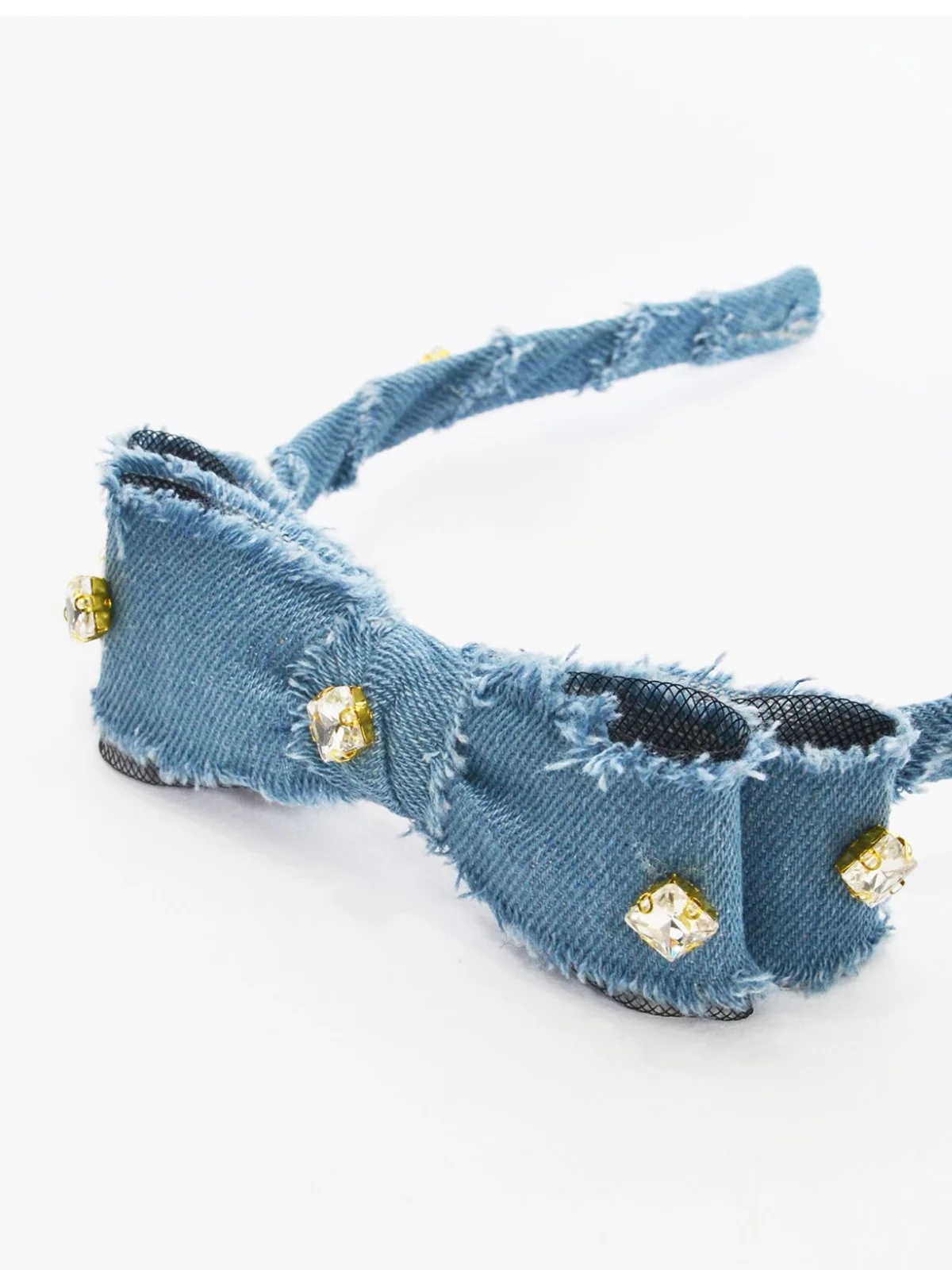 Festive Denim Diamond-Embedded Bow Headband - Image 3