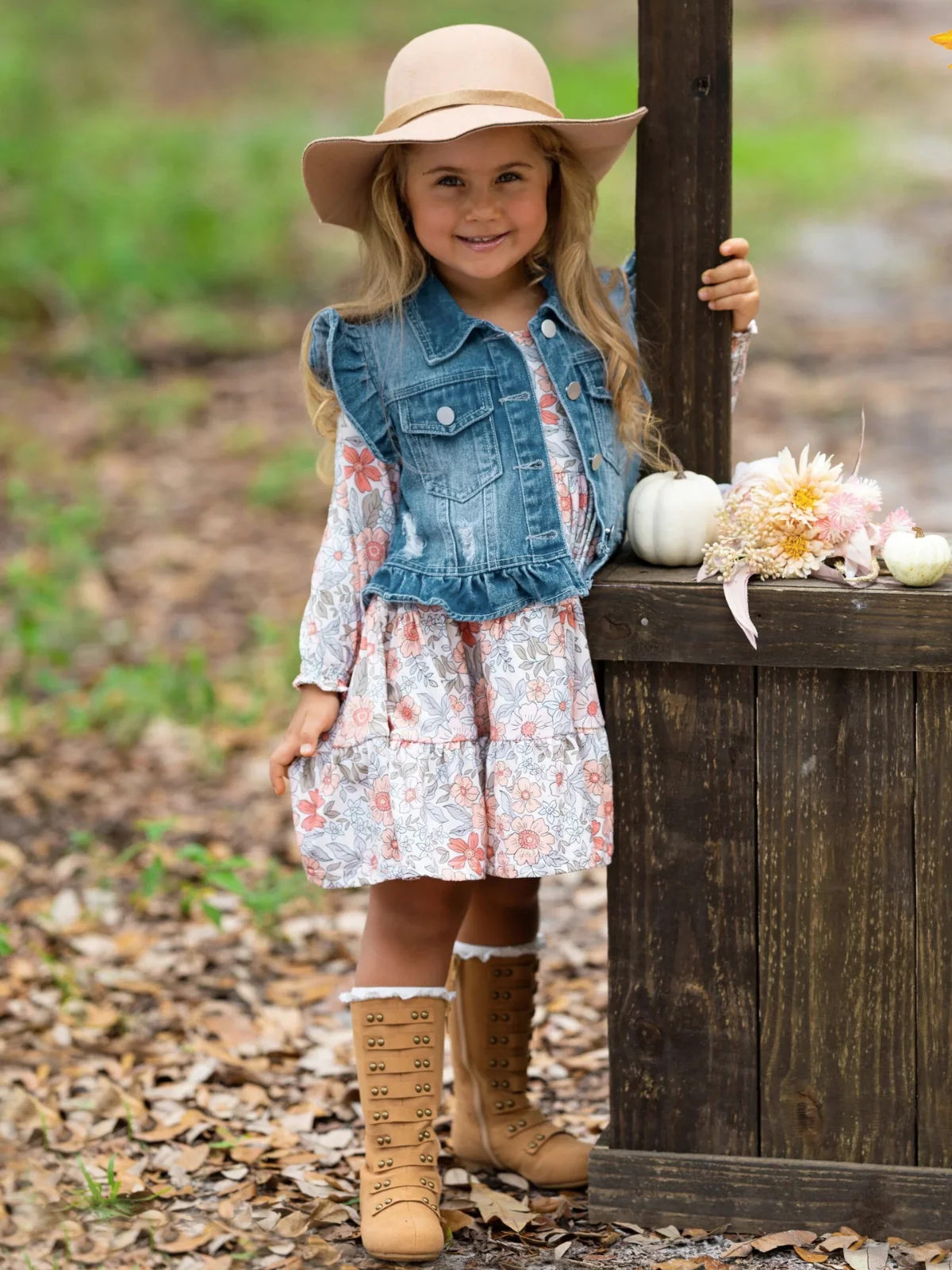 Always In Bloom Denim Vest and Floral Dress Set - Image 3