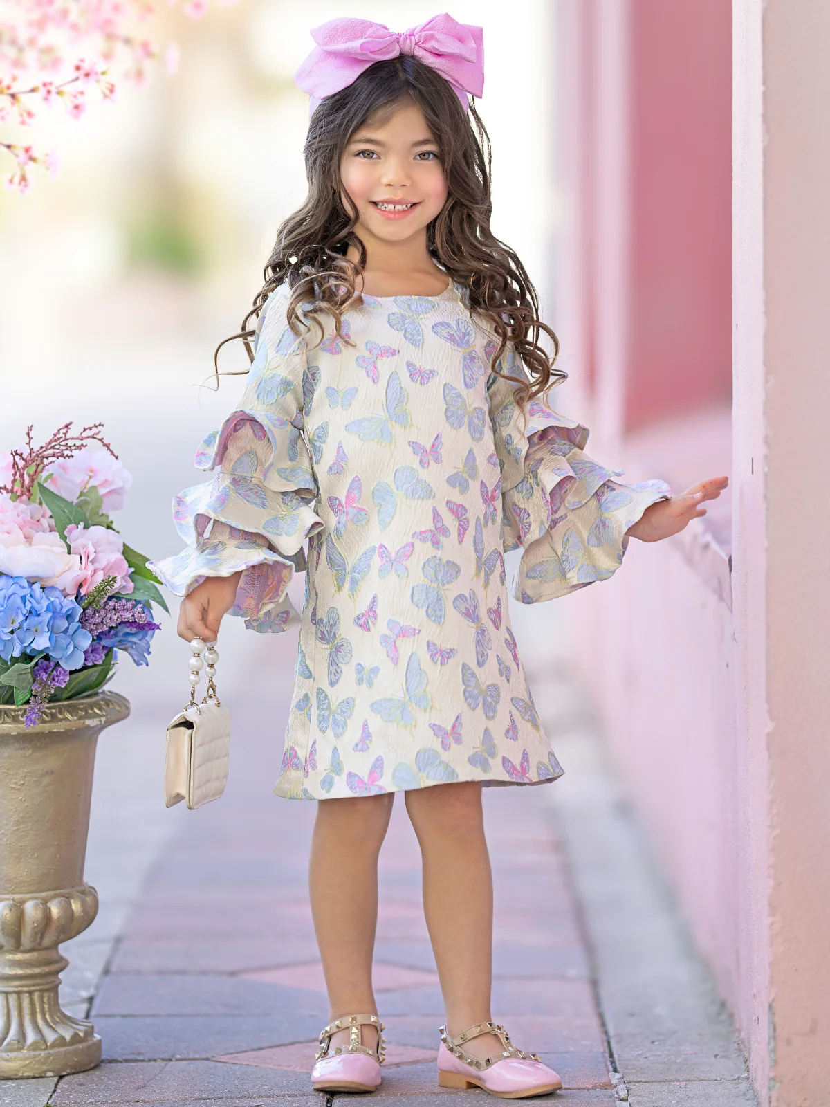 Fluttering Butterfly Ruffle Sleeve Dress - Image 3