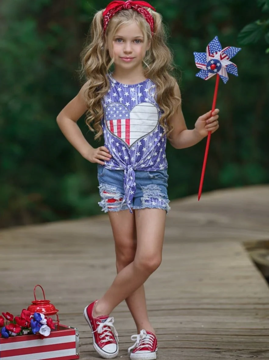 American Vintage Patched Denim Shorts Set - Image 4