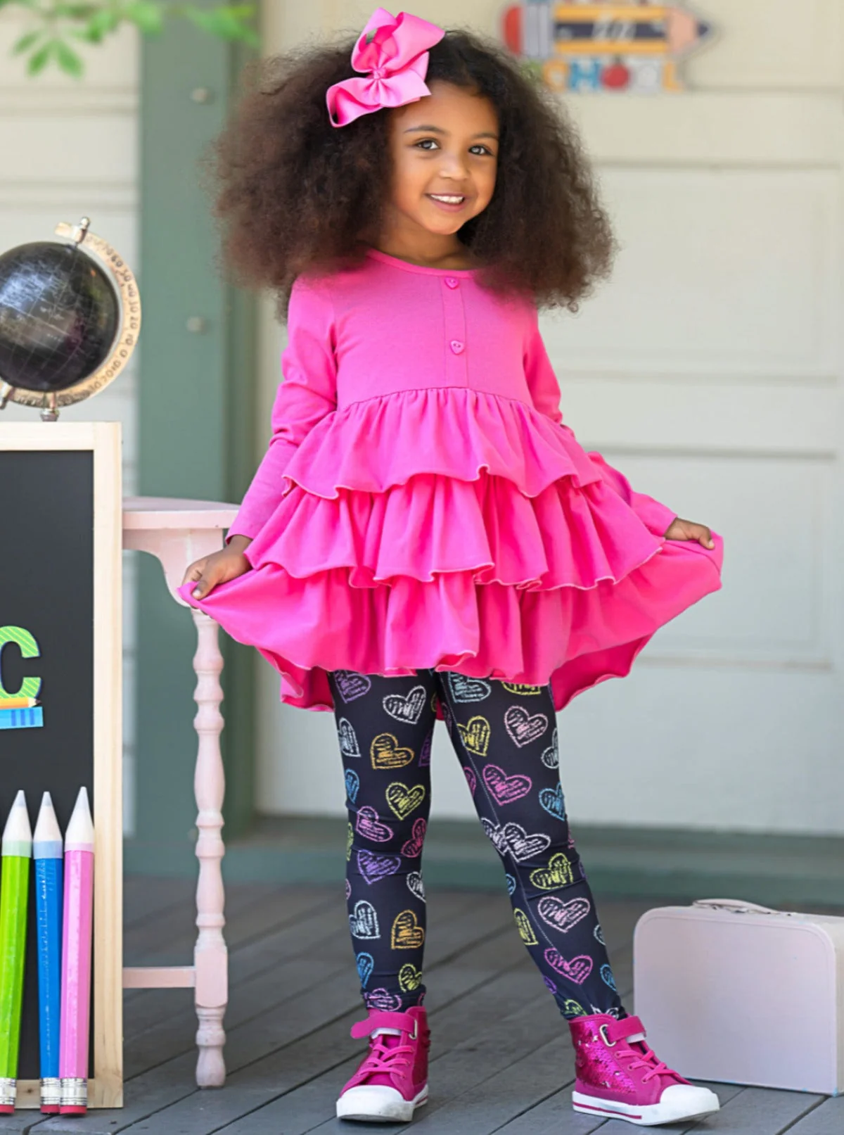 Love To Learn Tiered Tunic and Heart Legging Set - Image 3