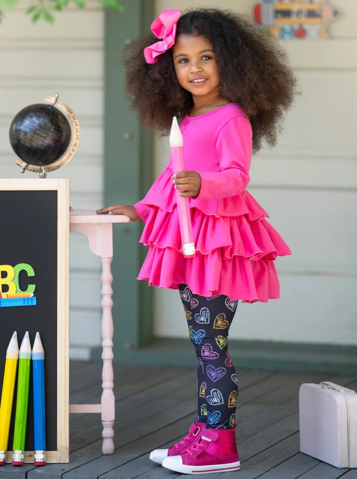 Love To Learn Tiered Tunic and Heart Legging Set - Image 4