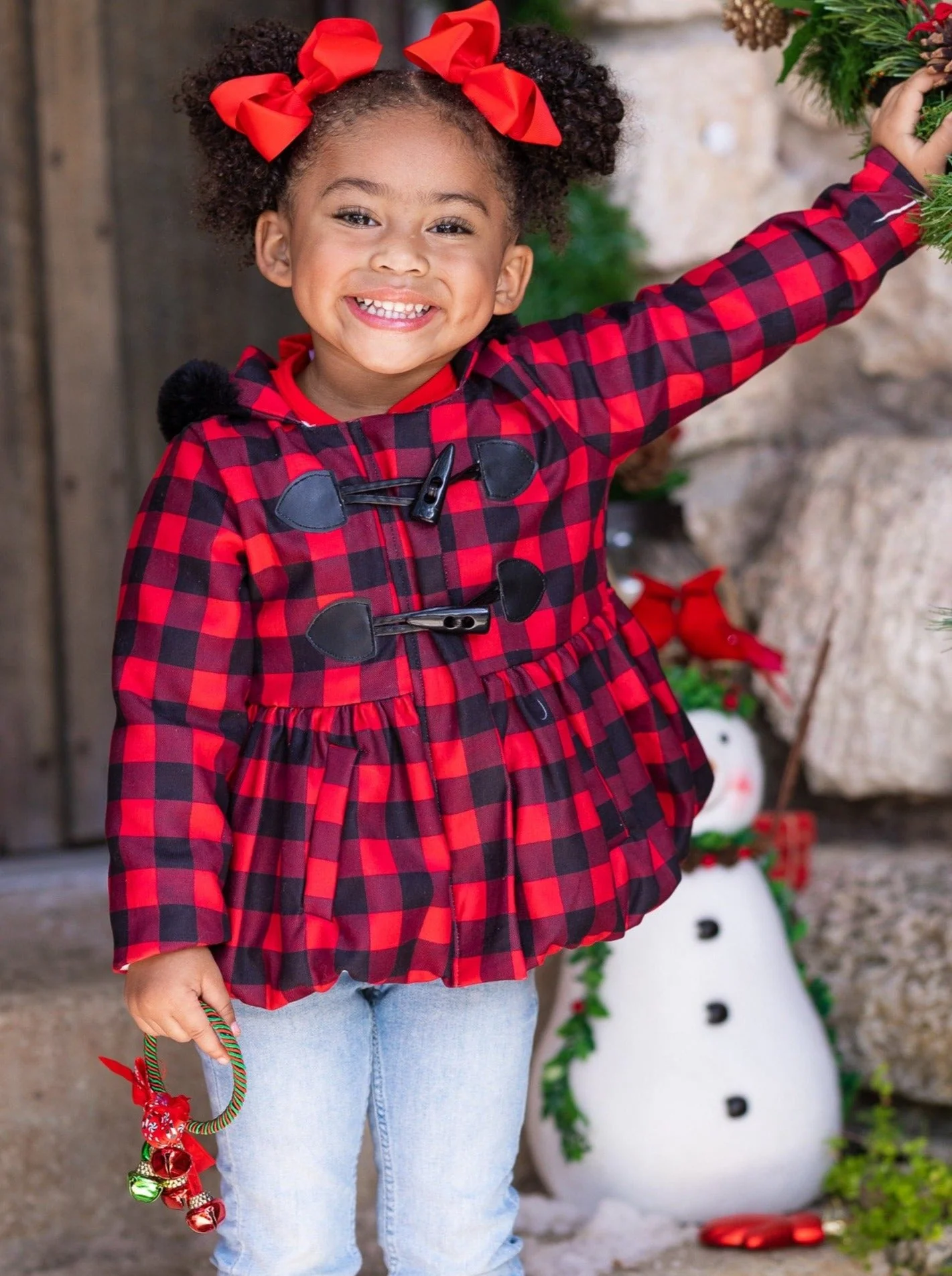 Bundled Up Plaid Peplum Hoodie Coat - Image 2