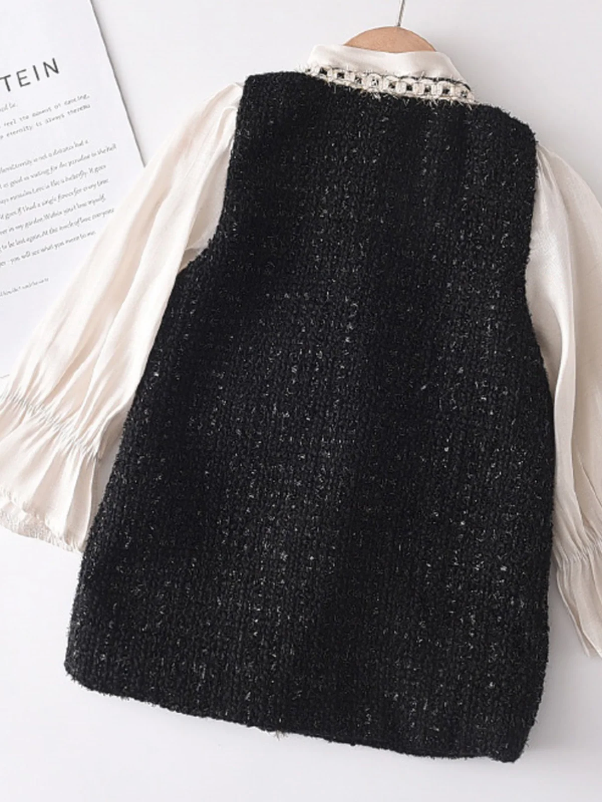 Little Miss Sophisticated Pearl-Embellished Tweed Dress - Image 4