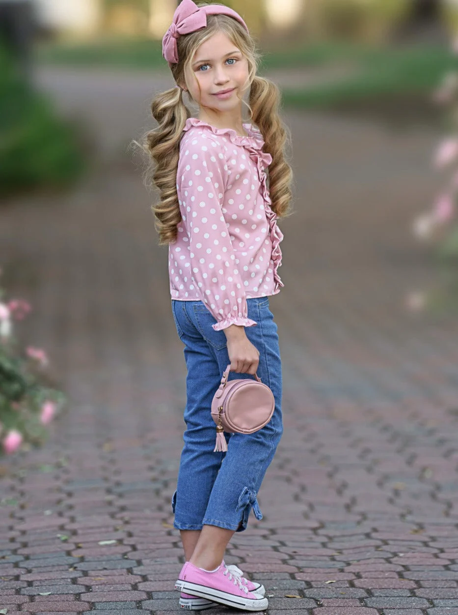 Dot Dot Dot Bow Jeans Set - Image 3