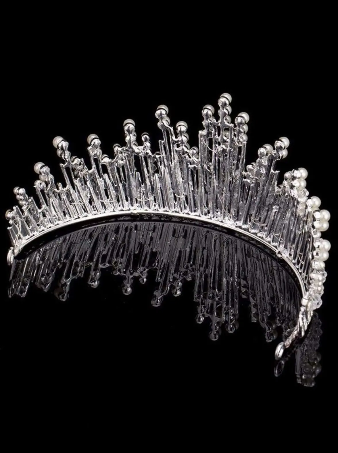 Girls Snow Queen Pearl and Icicle Tiara Crown - Image 2