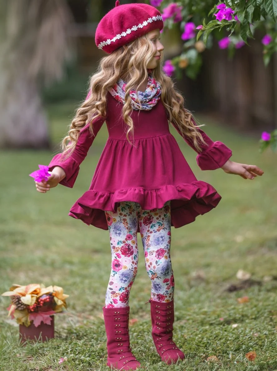 Fall-ishous Flowers Tunic, Leggings And Scarf Set - Image 2
