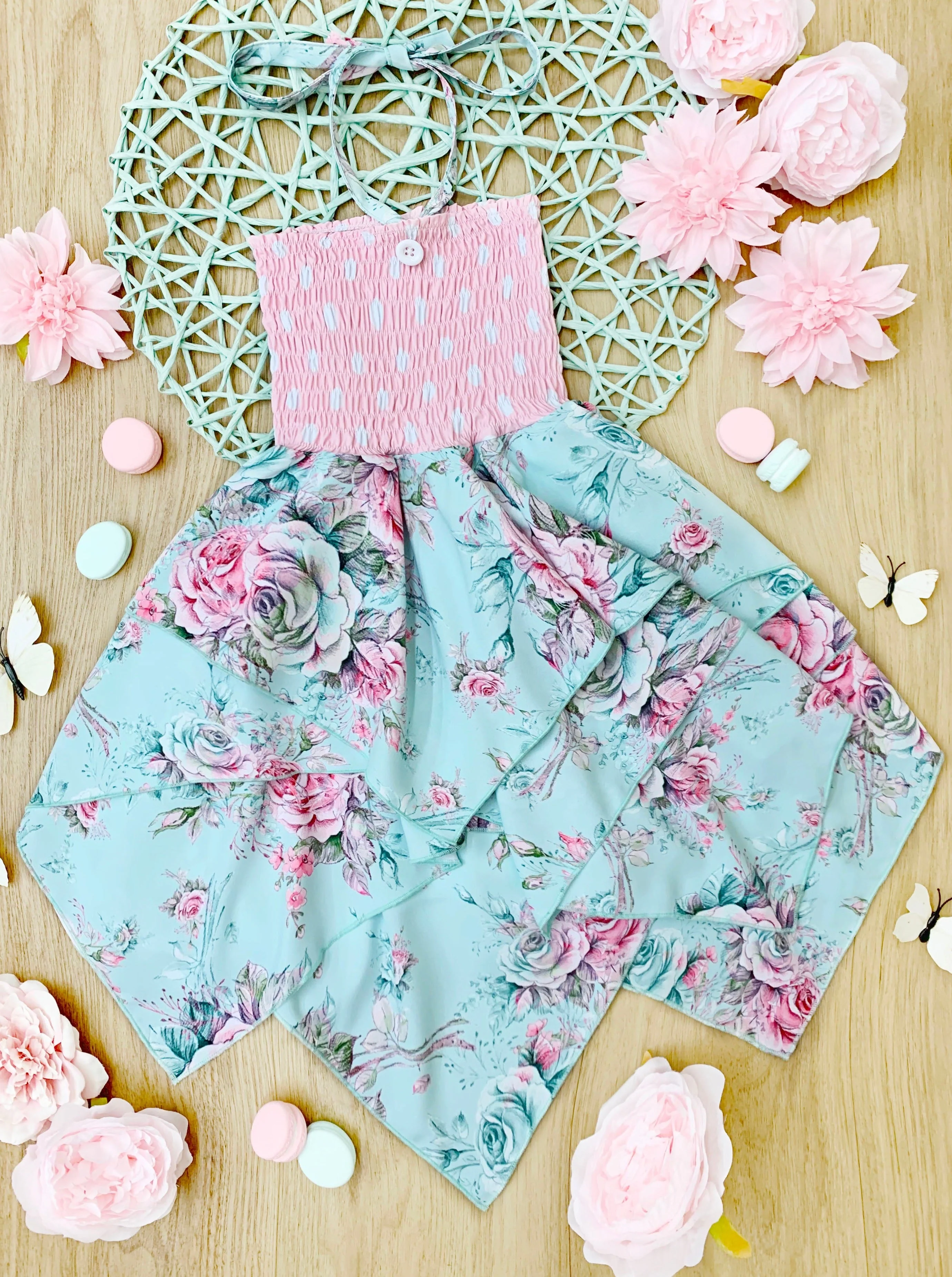 Fancy Roses Smocked Handkerchief Dress - Image 2