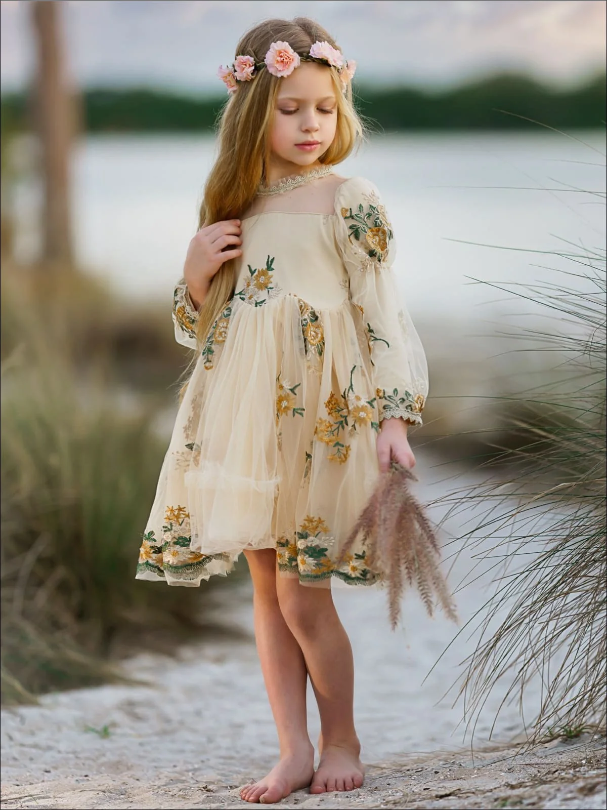 Flower Embroidered Lace Dress - Image 3