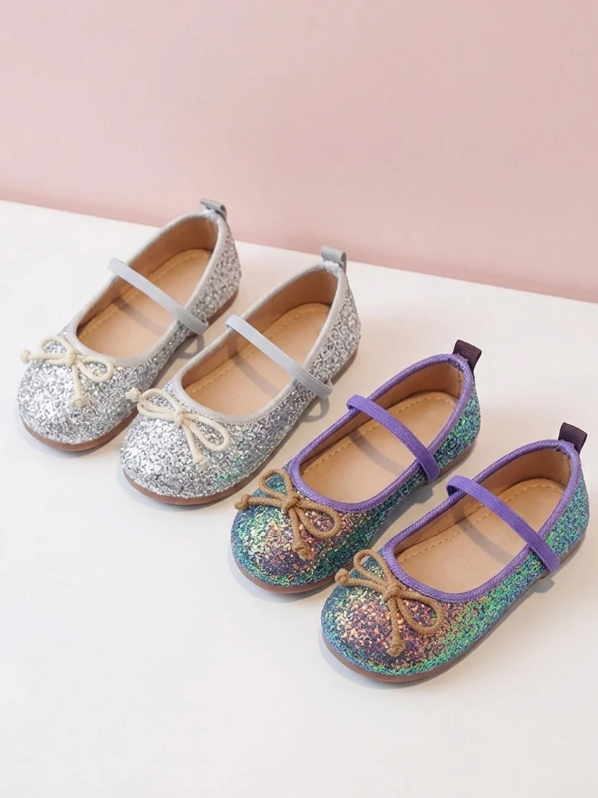 Girls Mermaid Glitter Ballet Flats