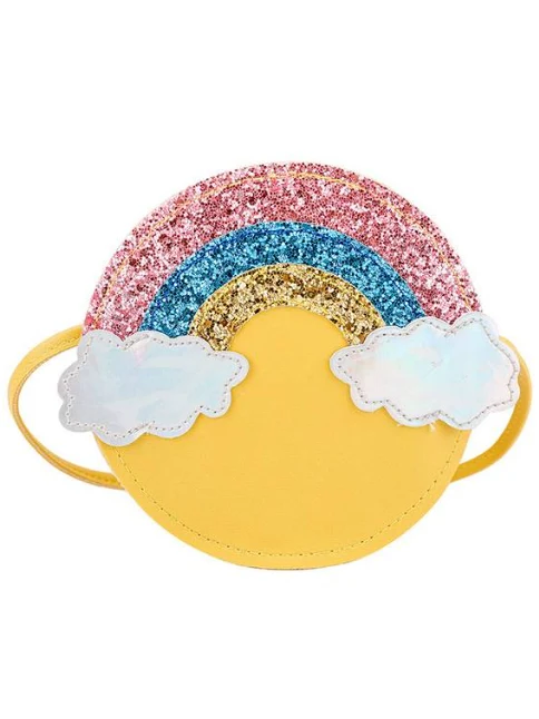 Girls Glitters and Rainbows Round Crossbody Handbag - Image 4