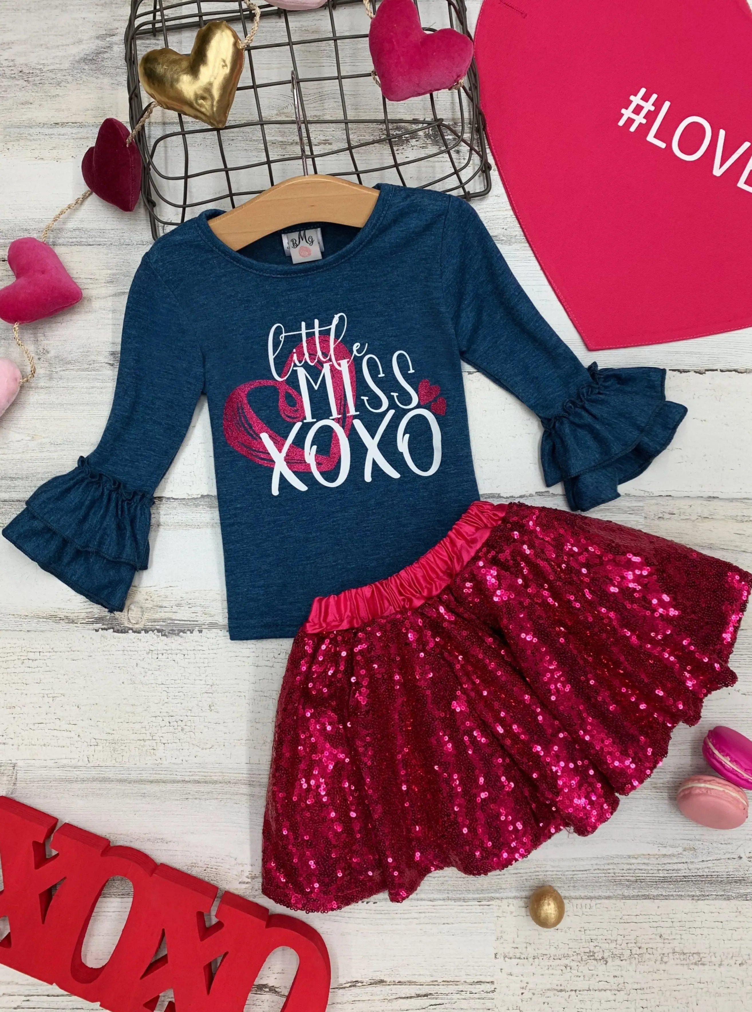 Little Miss XOXO Sparkle Skirt Set - Image 2