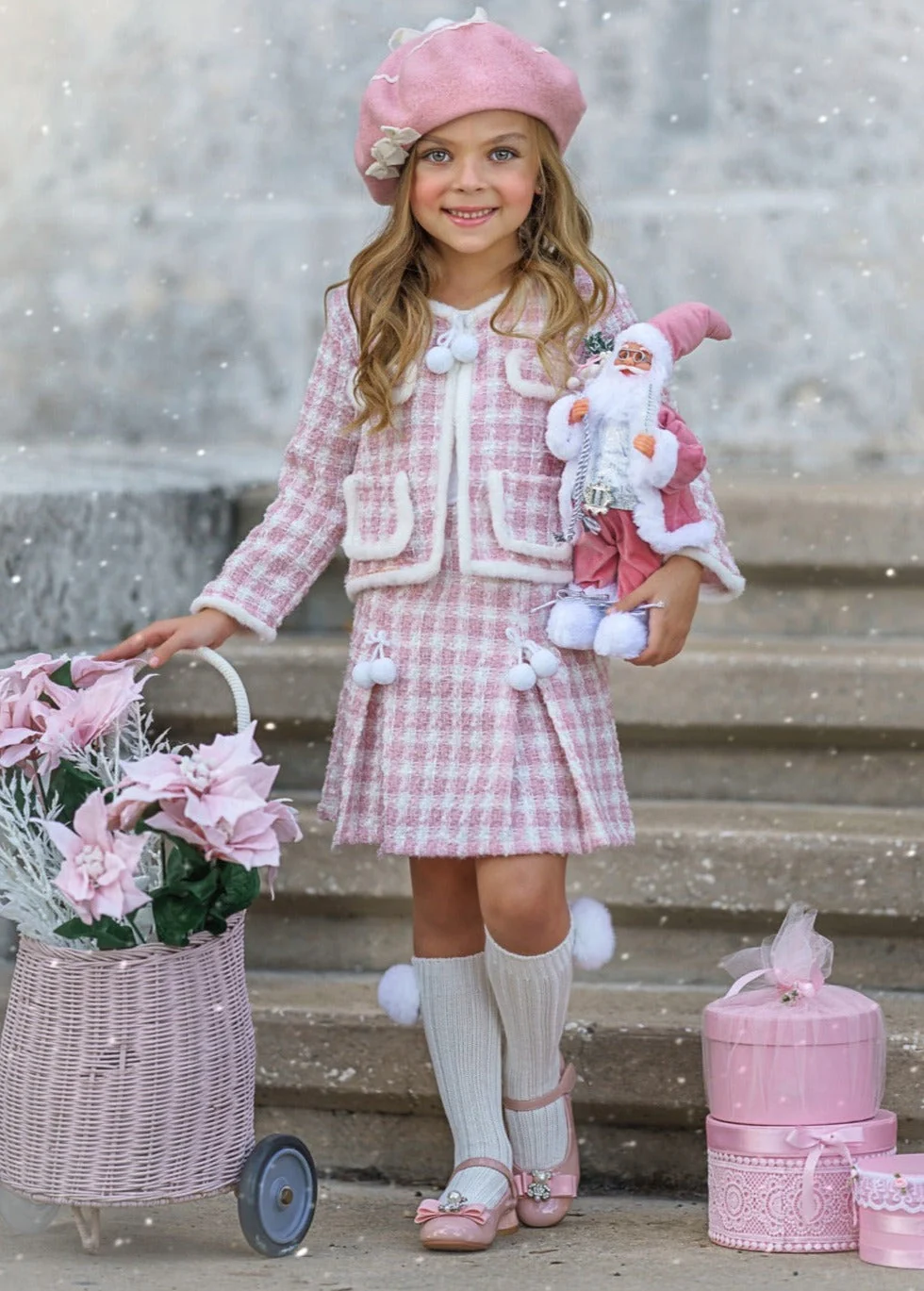 Made For Fashionistas Blush Tweed Blazer And Skirt Set - Image 4