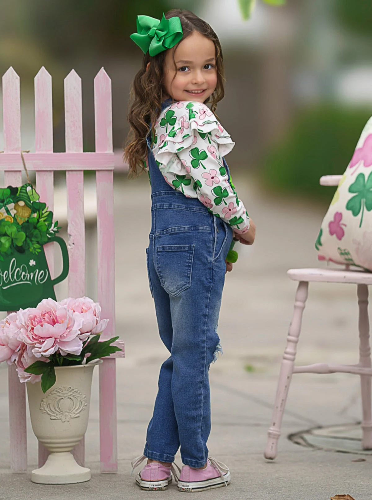 Sparkling In Style Sequin Patched Denim Overall Set - Image 7