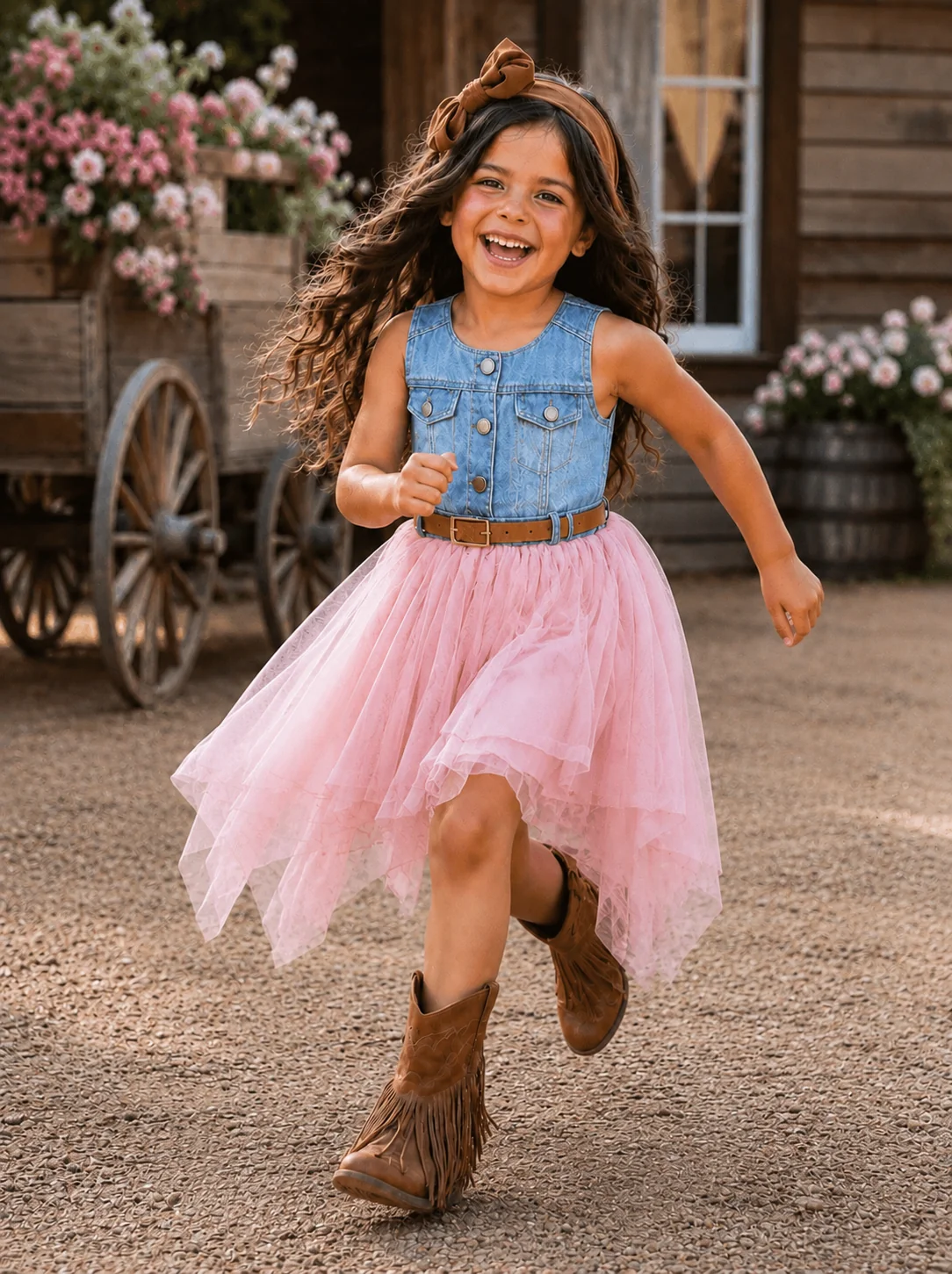 Giddy Up, Western Denim and Pink Dress - Image 3