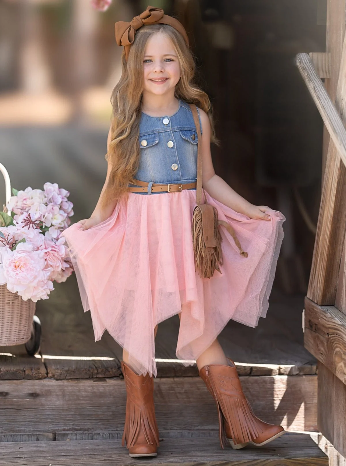 Giddy Up, Western Denim and Pink Dress - Image 5