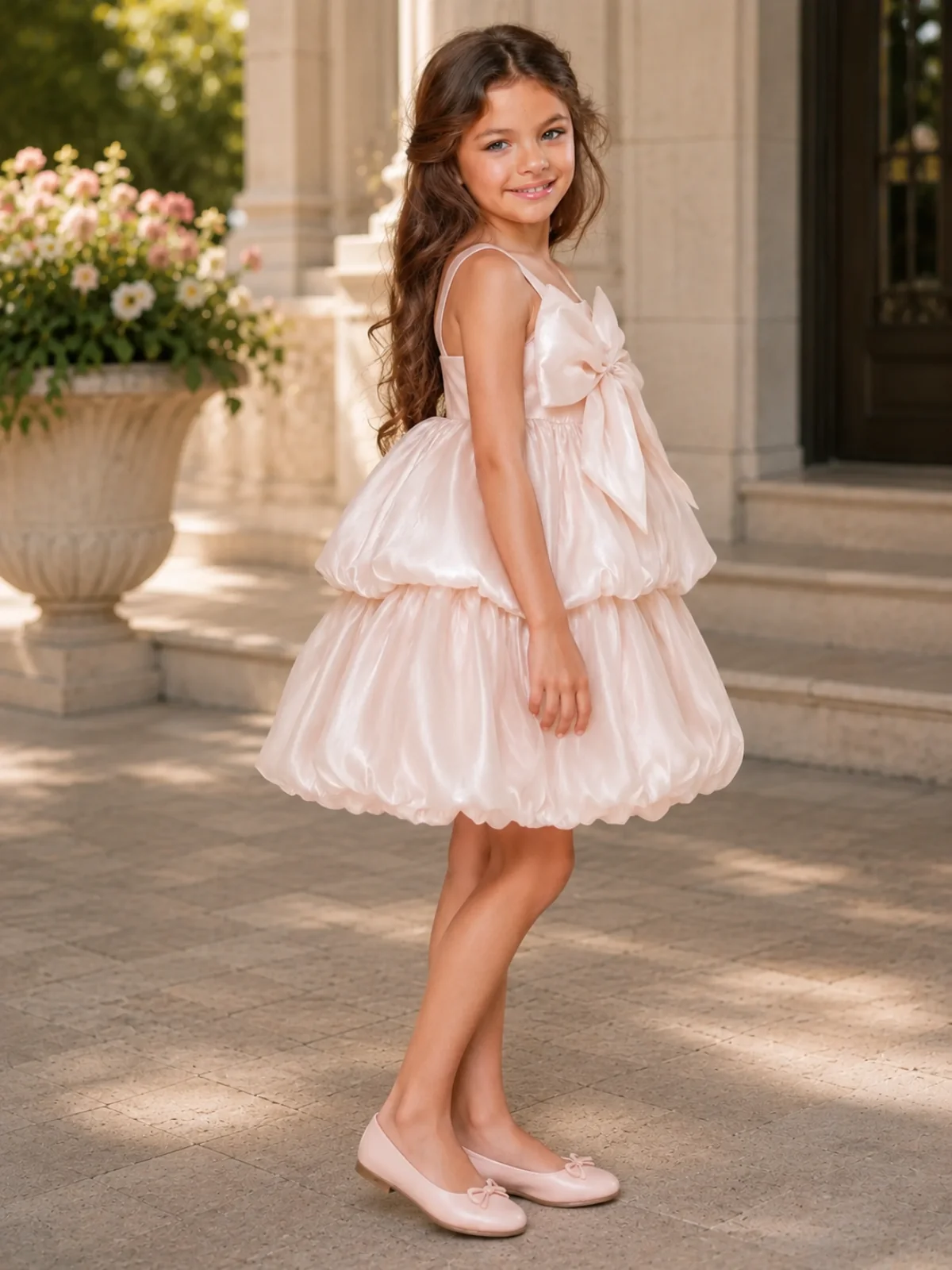 Blush Bow Ruffle Dress - Image 2