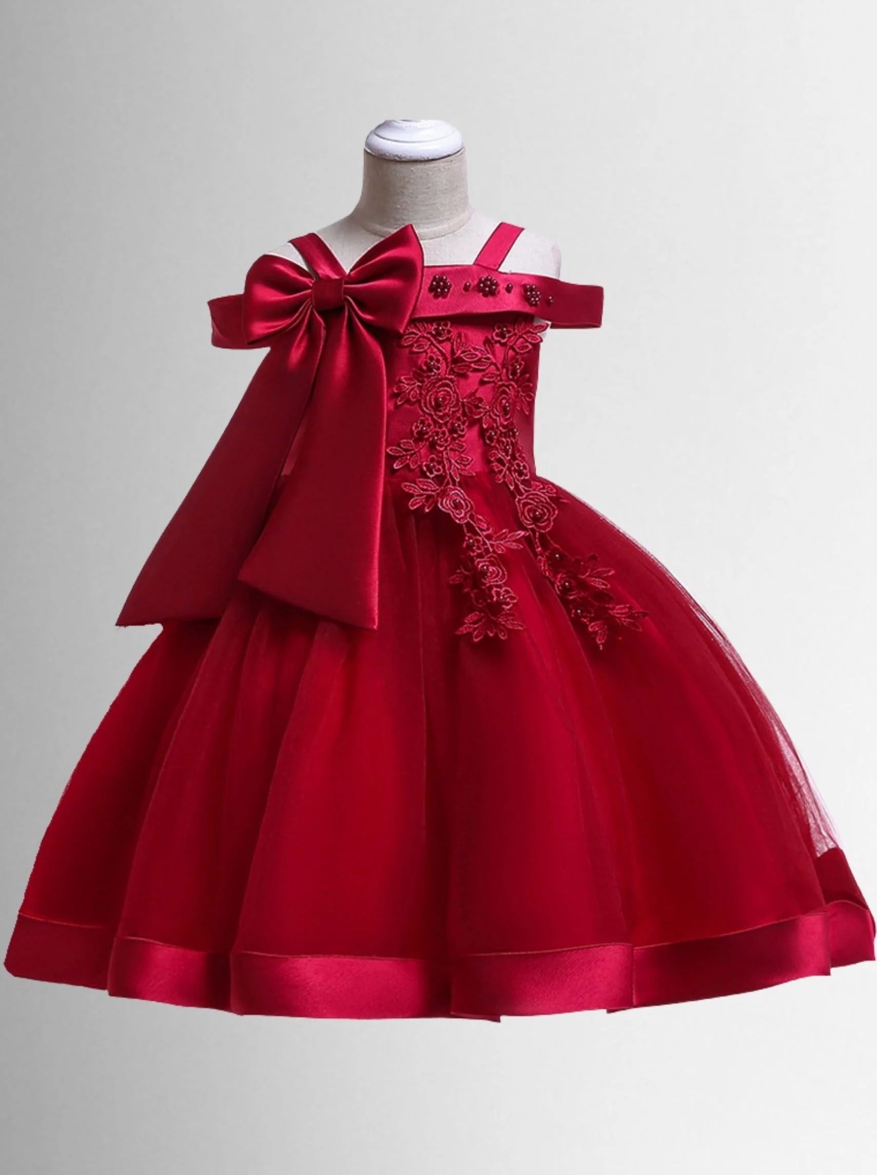 Swan Lake Floral Embroidered Party Dress - Image 2
