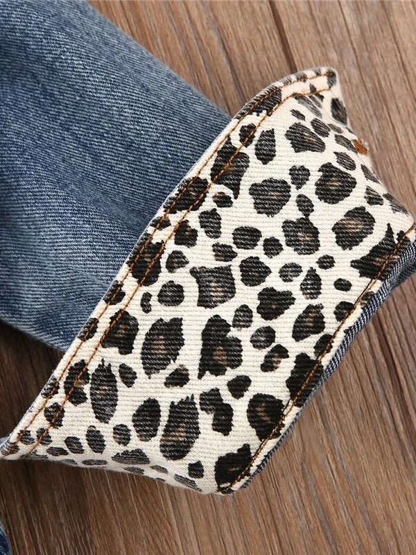 Leopard Lapel Denim Jacket - Image 5