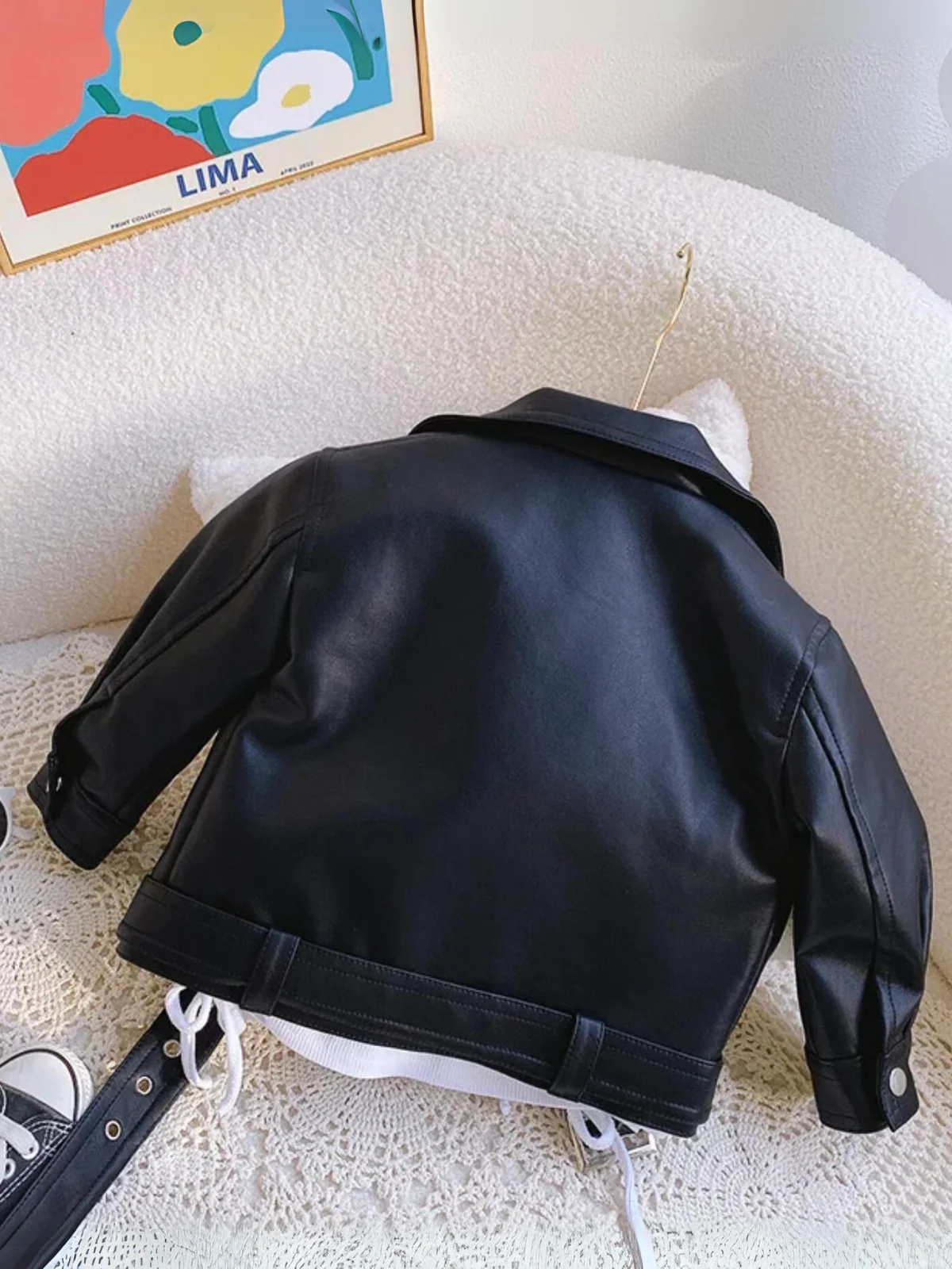 Girls Trendy Faux Leather Biker Jacket - Image 5