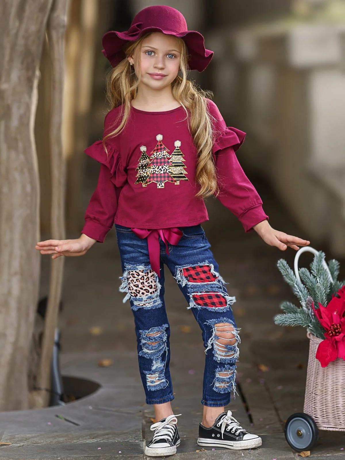 Great Chemis-Tree Patched Jeans Set - Image 5
