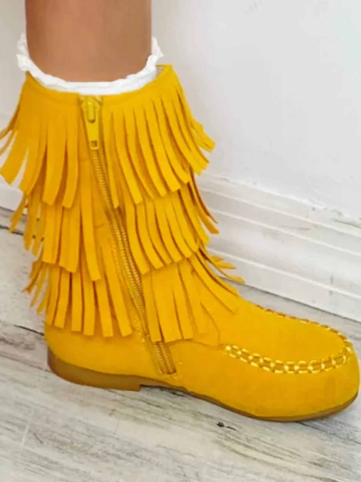 Yellow Fringe Boots By Liv and Mia - Image 3