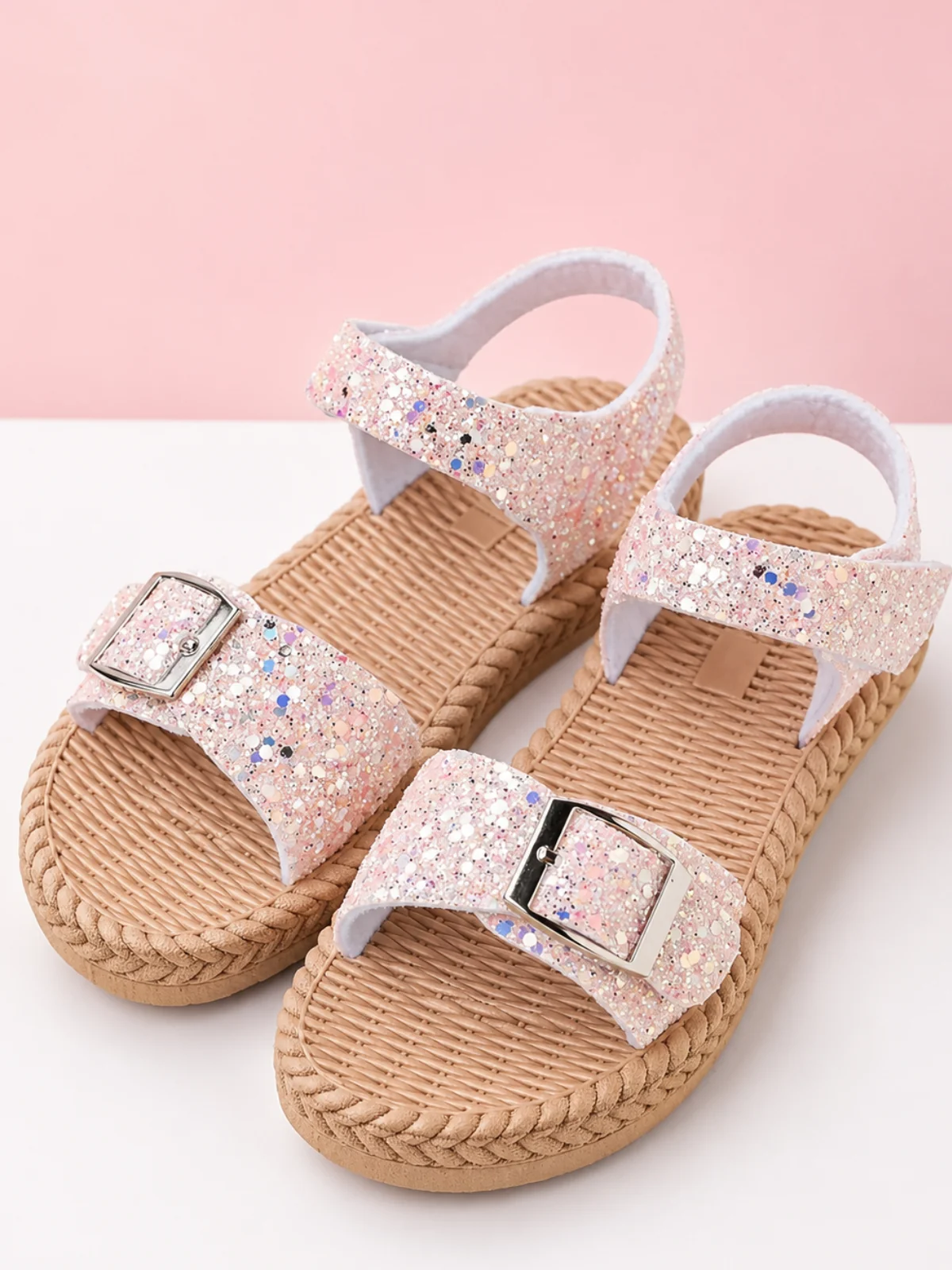 Glitter Double Strap Ankle Sandals - Image 2