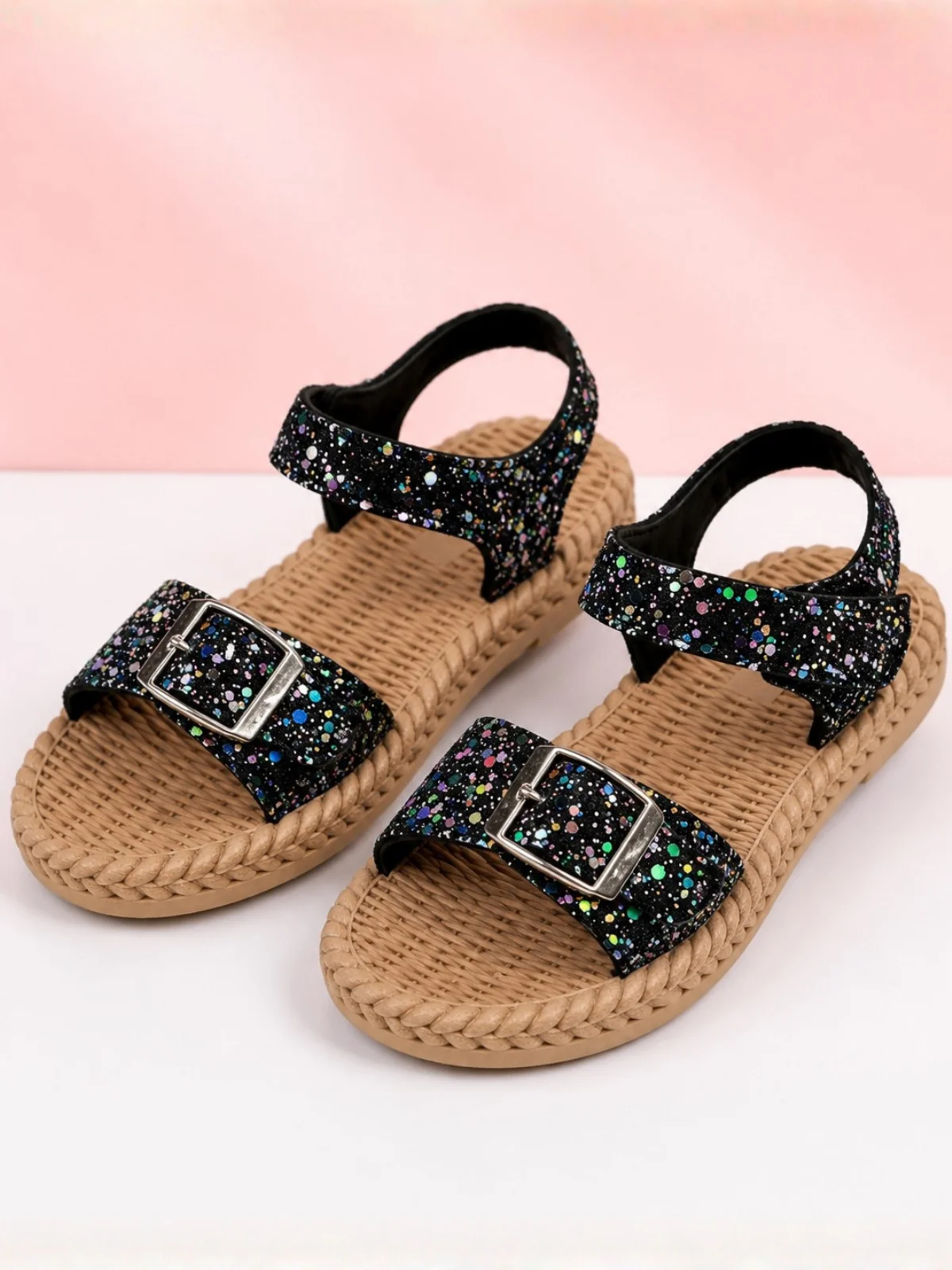 Glitter Double Strap Ankle Sandals - Image 3